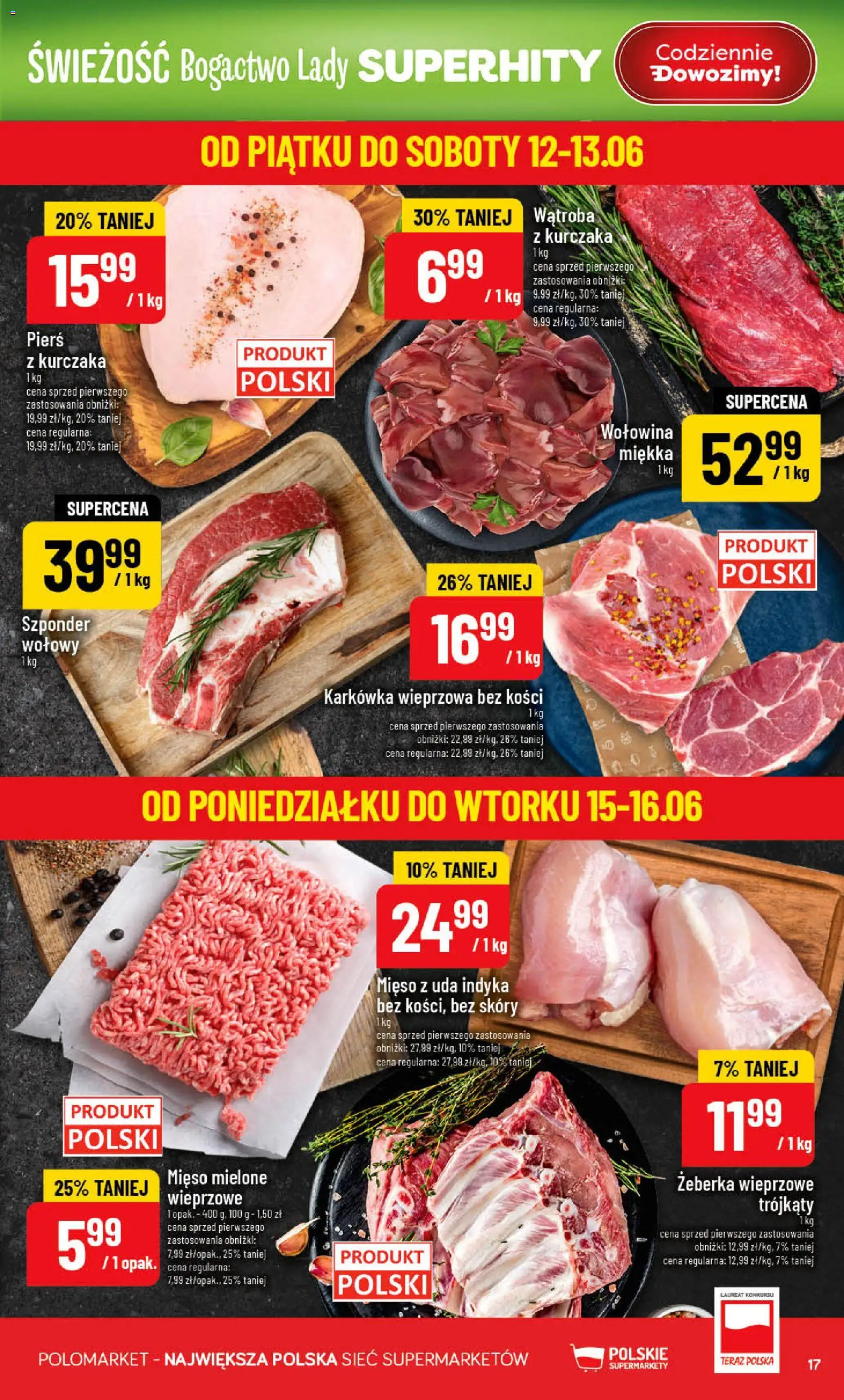 POLOmarket gazetka od 10.06.2026 | Strona: 17 | Produkty: Pierś z kurczaka, Karkówka, Karkówka wieprzowa, Mięso