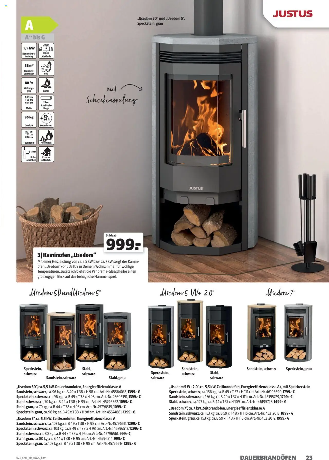 Hagebau Kaminöfen – gültig ab 07.07.2025 | Seite: 23 | Produkte: Ofen, Gewicht, Kamin, Kaminofen