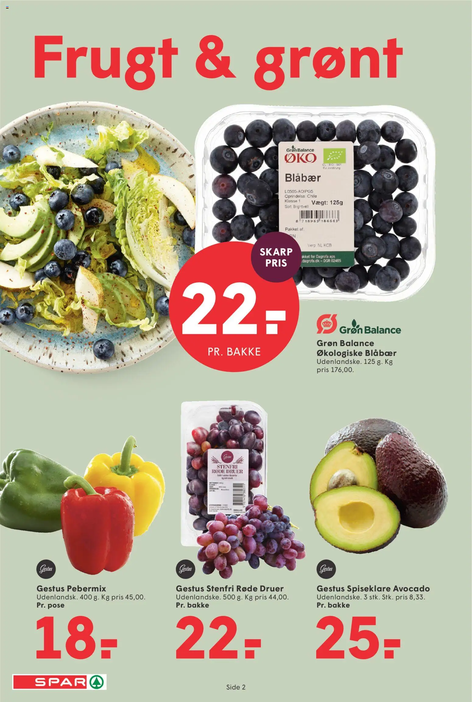 Spar tilbudsavis – gyldig fra 10/07/2026 | Side: 2 | Produkter: Blåbær, Avocado, Druer
