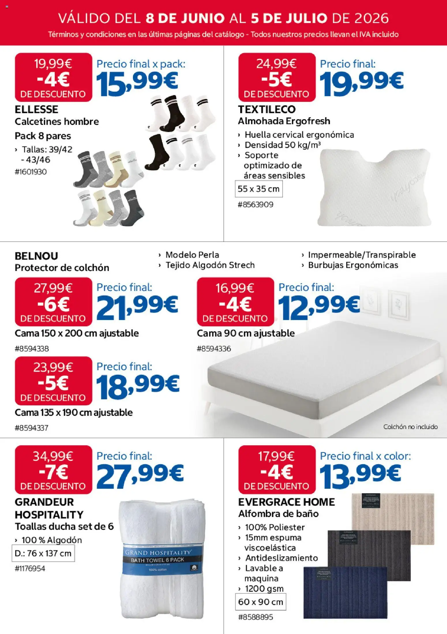 Costco catálogo │ válido desde el 08.06.2026 | Página: 7 | Productos: Colchon, Cama, Almohada, Ducha