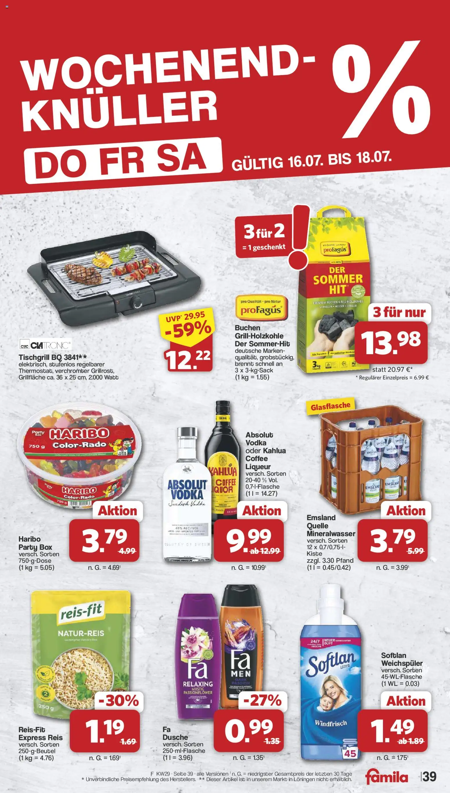 Famila Nordwest Prospekt – gültig ab 13.07.2026 | Seite: 39 | Produkte: Haribo, Box, Weichspüler, Vodka