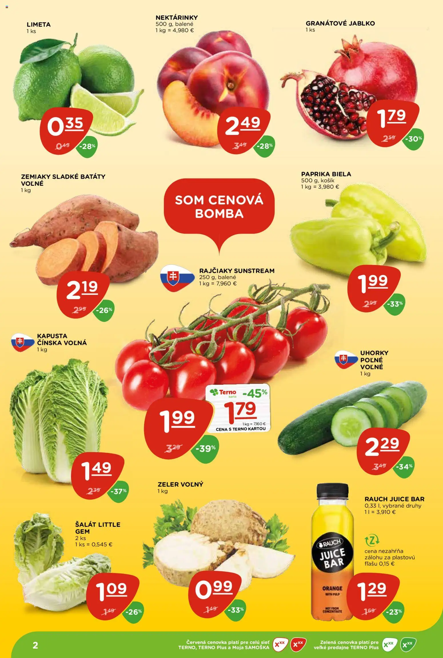Nové Terno akcie – leták je platný od 28.05.2026 | Strana: 2 | Produkty: Kapusta, Šalát, Batáty, Uhorky