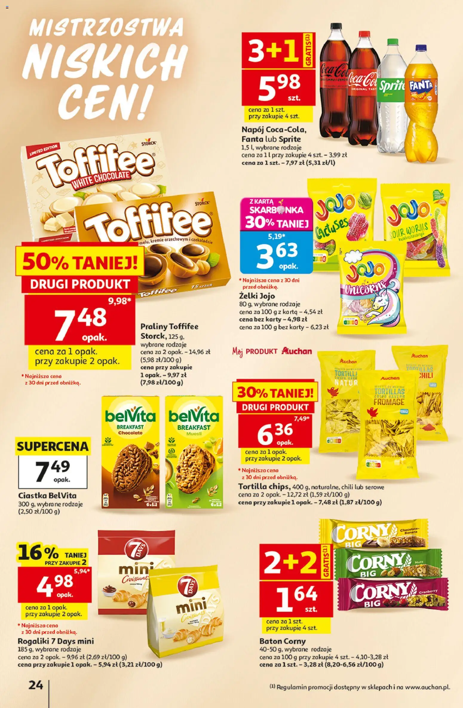 Auchan gazetka - 30 Lat Hipermarket od 16.07.2026 | Strona: 24 | Produkty: Belvita, Sprite, Tortilla, Ciastka
