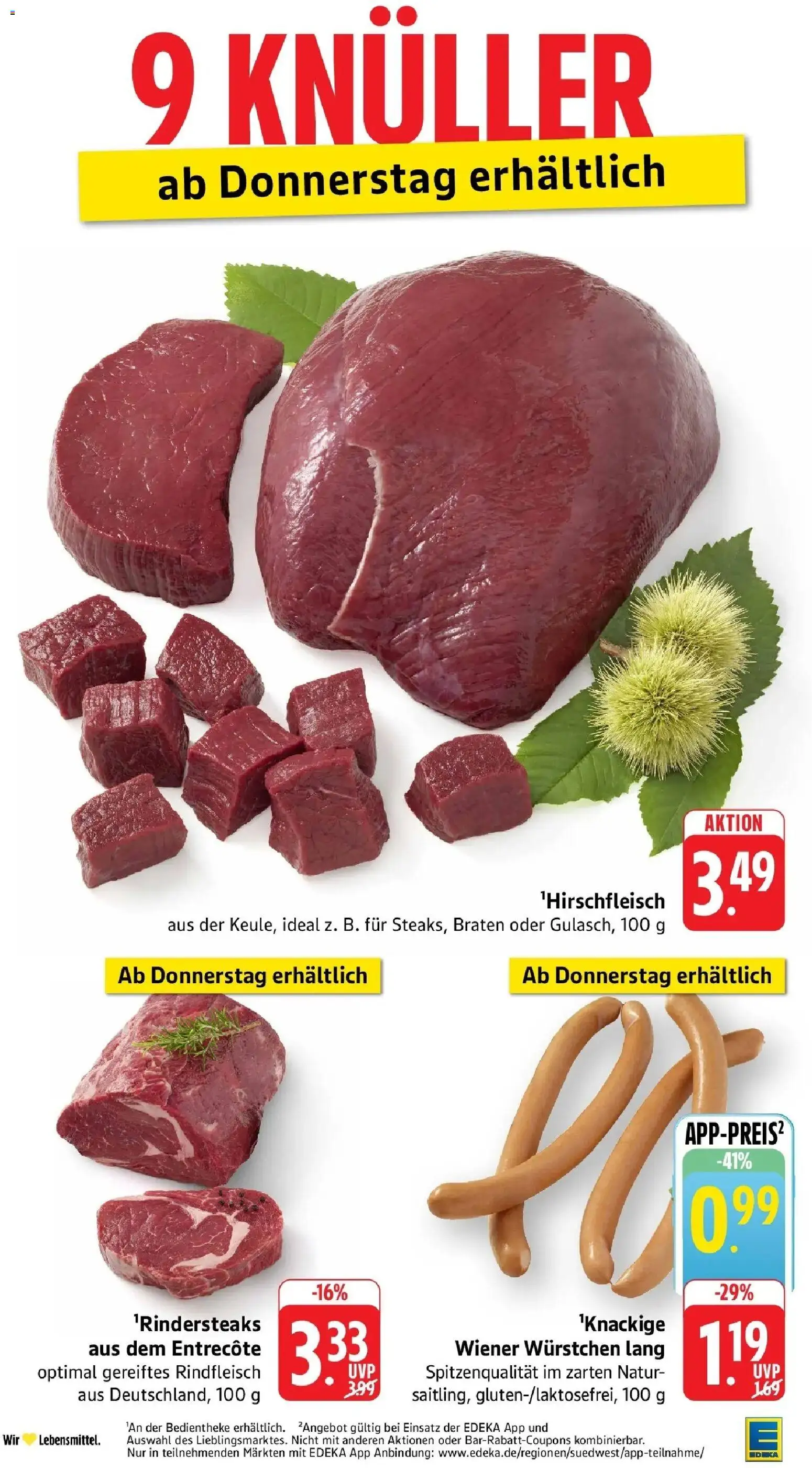 Edeka Prospekt Esslingen-Weil (ab 19.10.2026) » Angebote Online | Seite: 55 | Produkte: Wiener wurstchen, Entrecote, Rindfleisch