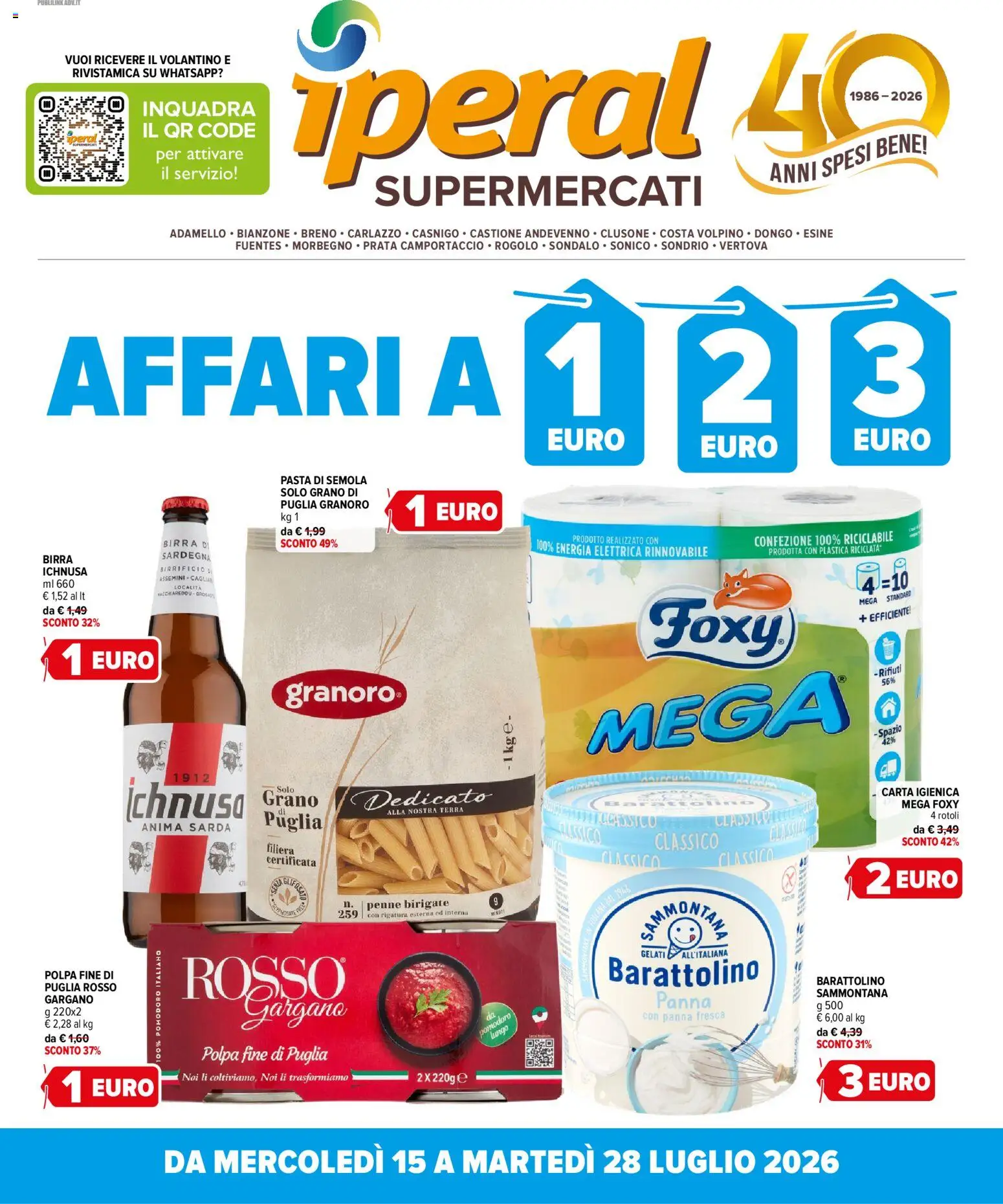 Volantino Iperal del 15/07/2026 | Pagina: 1 | Prodotti: Panna, Pomodoro, Mango, Penne
