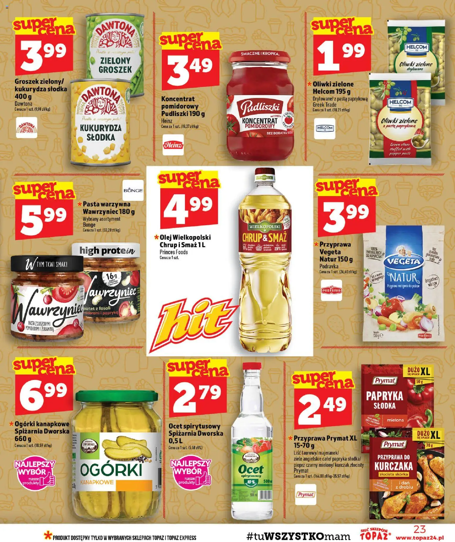 Topaz gazetka od 06.08.2026 | Strona: 23 | Produkty: Ziele angielskie, Pasta warzywna, Sól, Pieprz