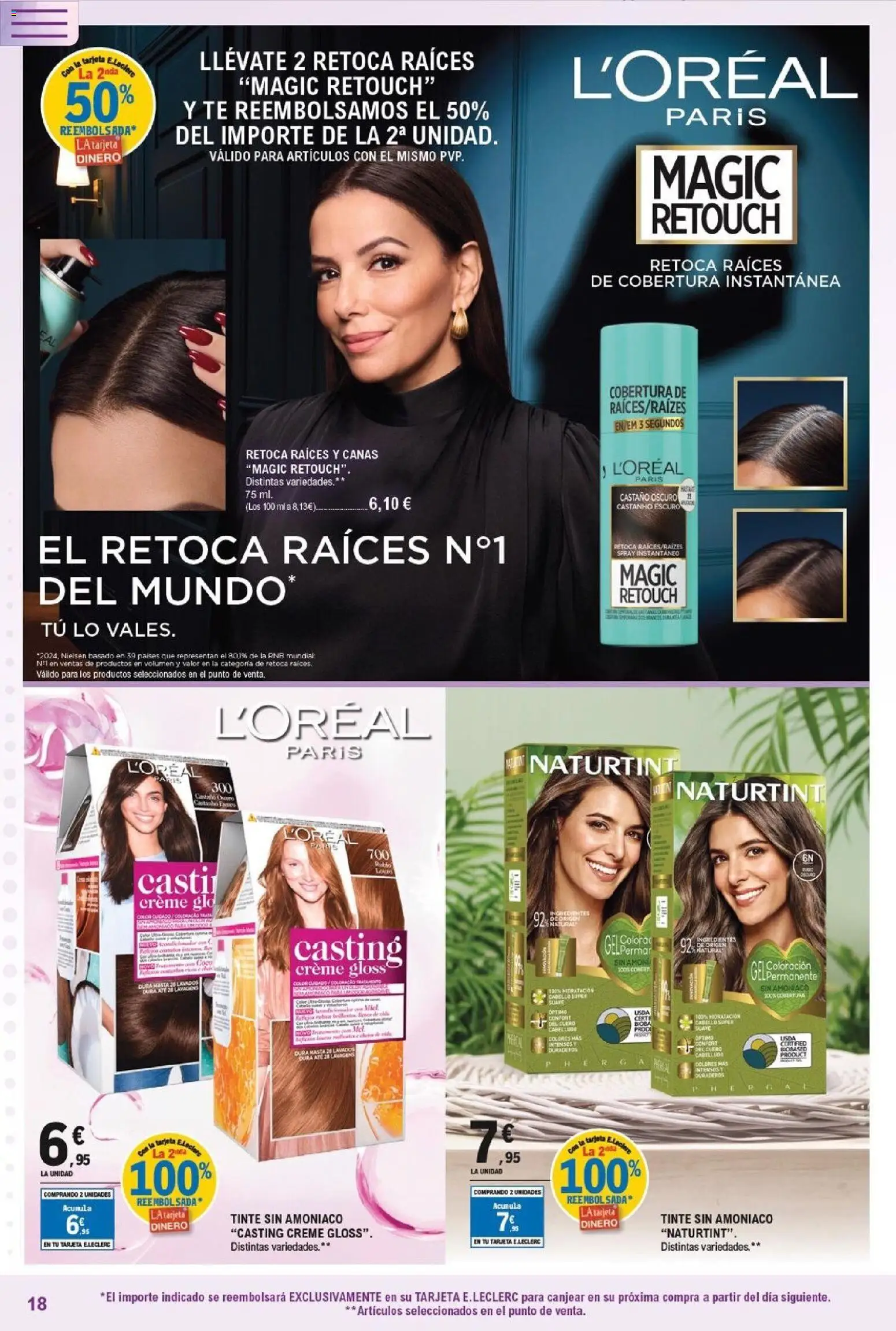 E.Leclerc Resalta tu belleza │ válido desde el 20.05.2026 | Página: 18 | Productos: Tinte, Κρεμάστρα, Té