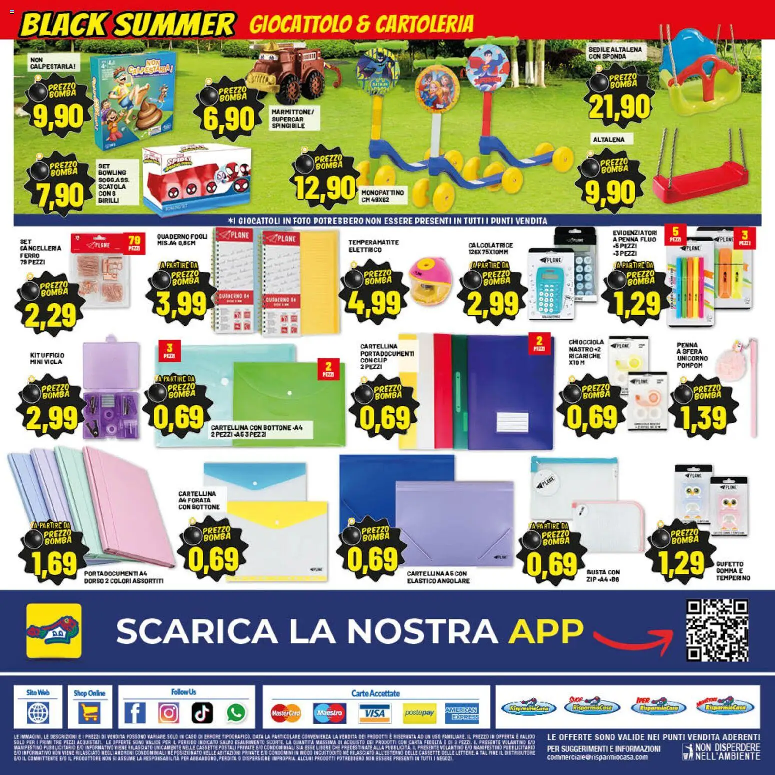 Volantino RisparmioCasa del 17.06.2026 | Pagina: 12 | Prodotti: Monopattino, Altalena, Quaderno, Scatola