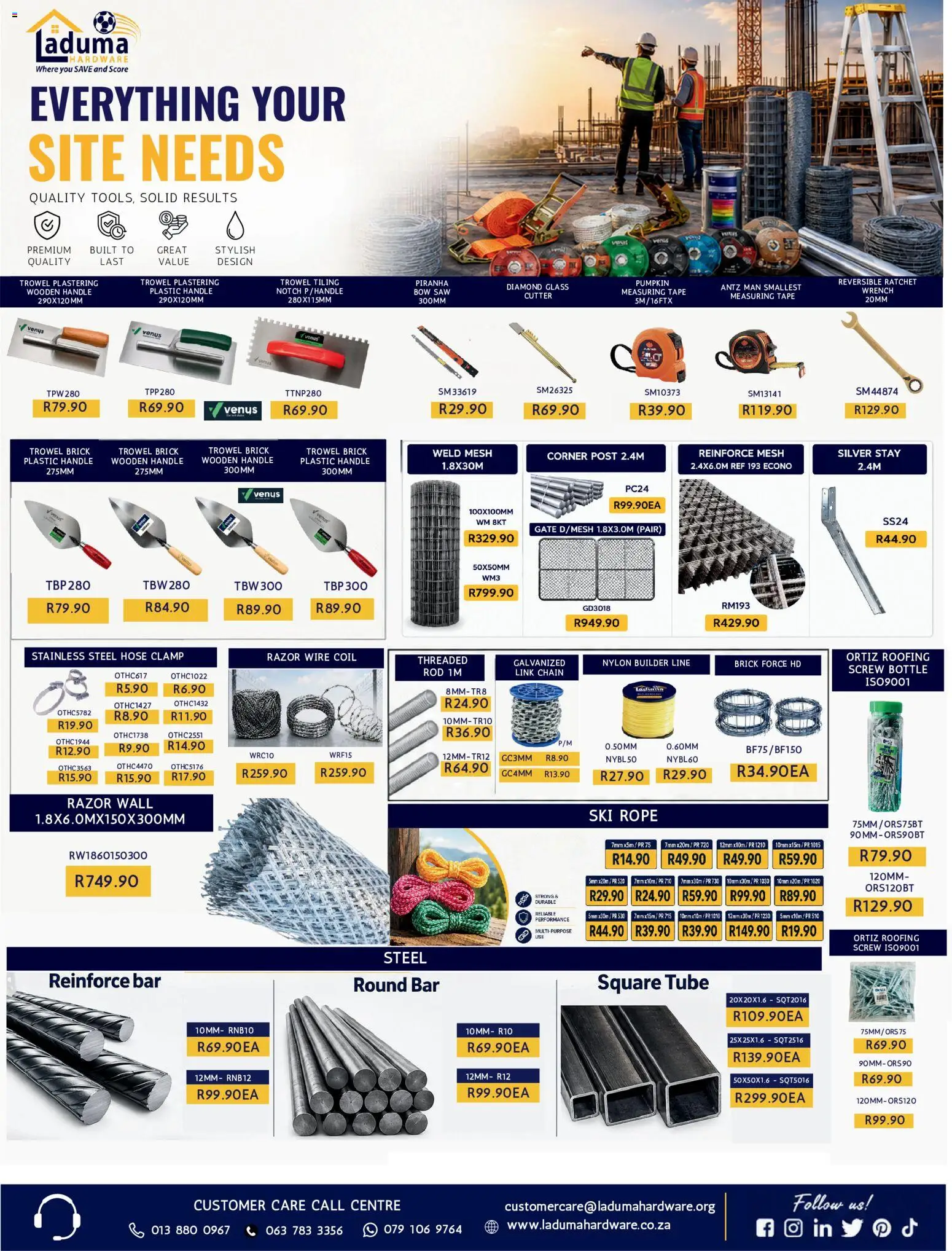 New Laduma Hardware catalogue – valid from 01/08/2026 | Page: 8 | Products: Cutter, Wrench, Tiling, Tape