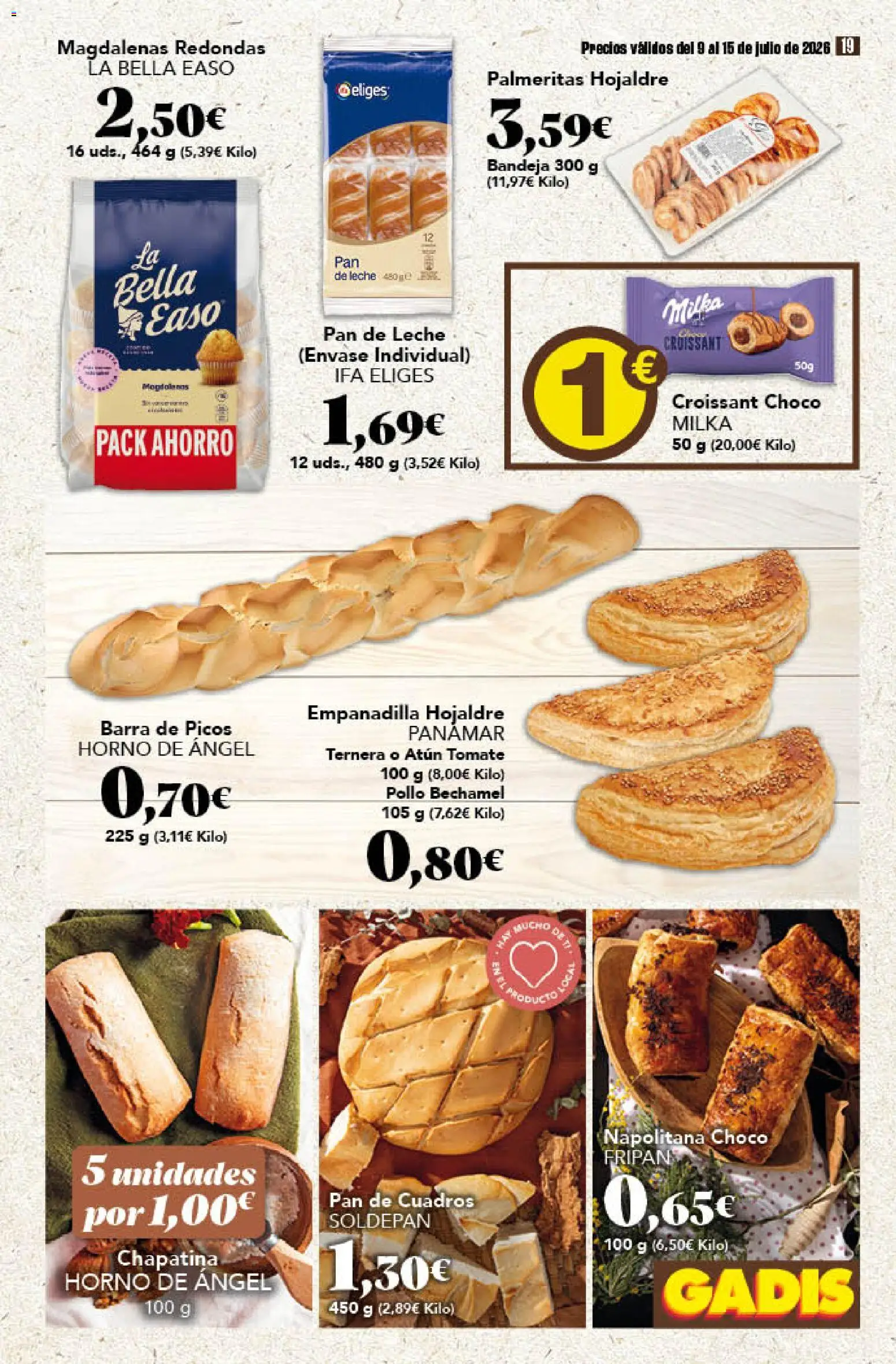 Gadis folleto │ válido desde el 09/07/2026 | Página: 19 | Productos: Leche, Croissant, Magdalenas, Bandeja