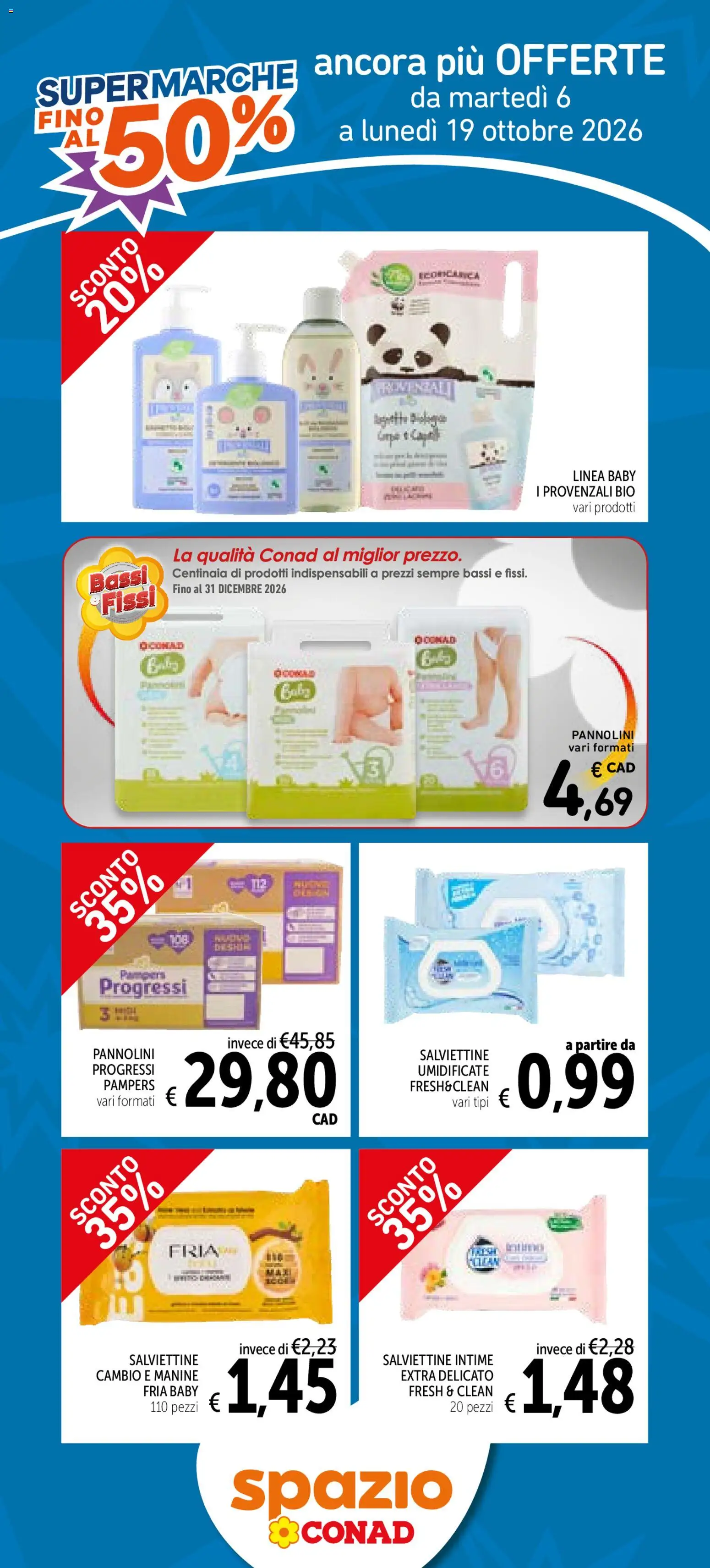 Volantino Spazio Conad del 06/10/2026 | Pagina: 4 | Prodotti: Pannolini, Pampers