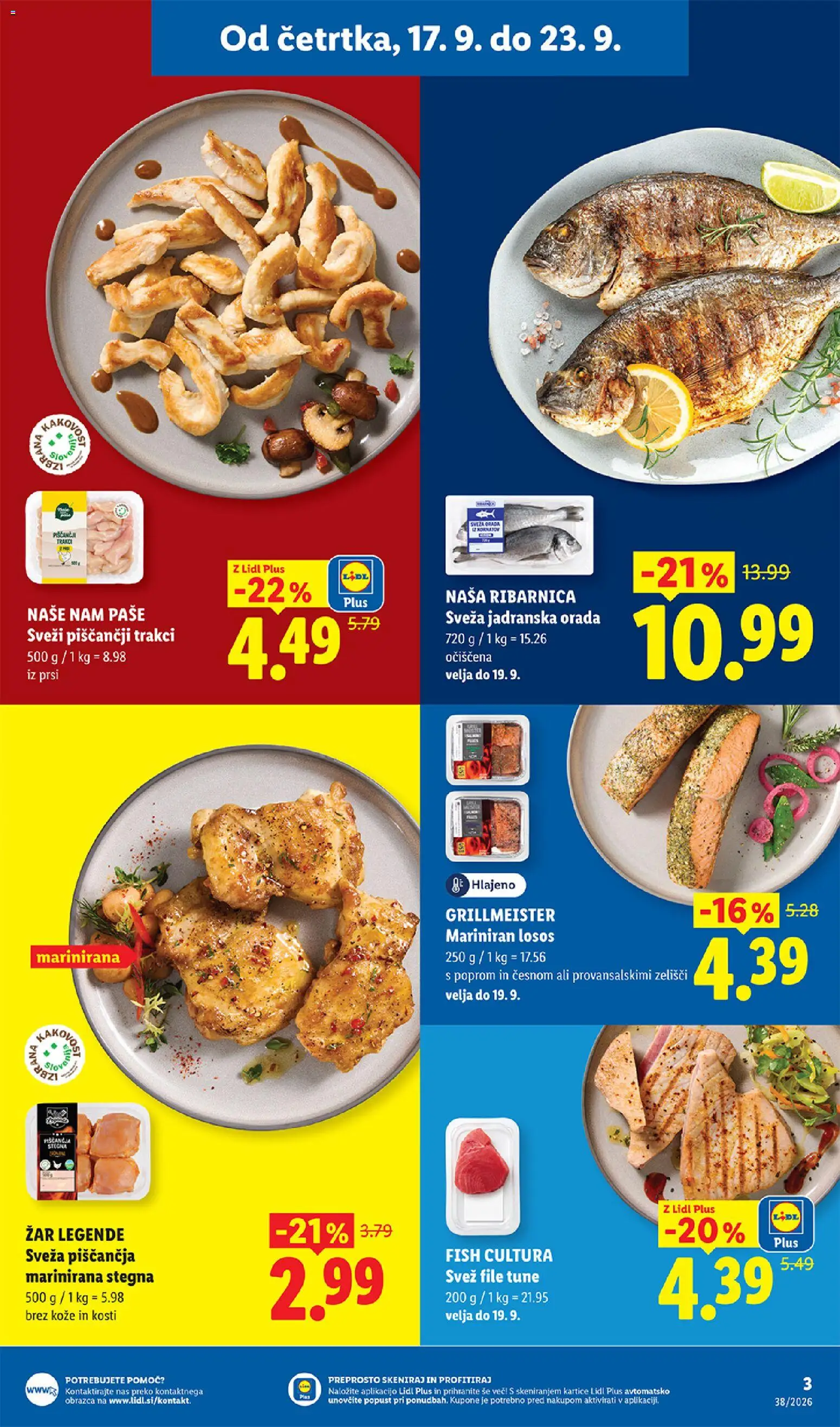 Novi Lidl katalog ponudbe – veljaven od 17.09.2026 | Stran: 3 | Izdelki: Zar, Tuna, Losos, Orada
