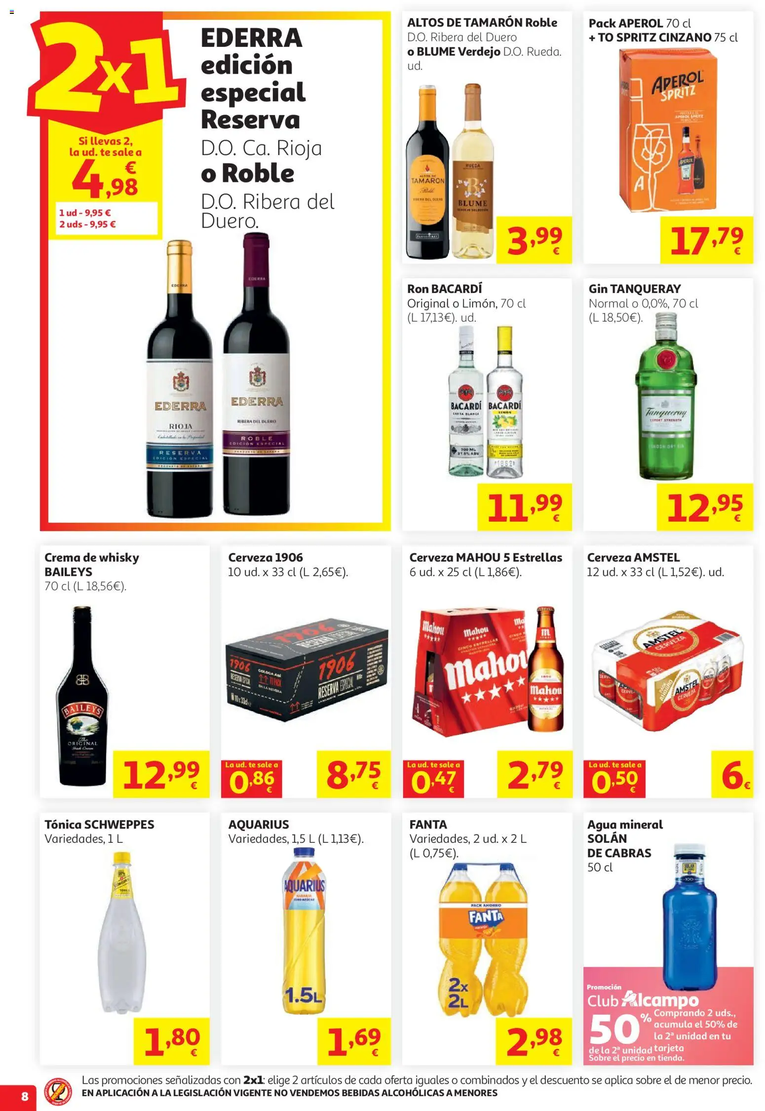Alcampo Superstore Litoral │ válido desde el 15/07/2026 | Página: 8 | Productos: Ron, Té, Whisky, Nevera