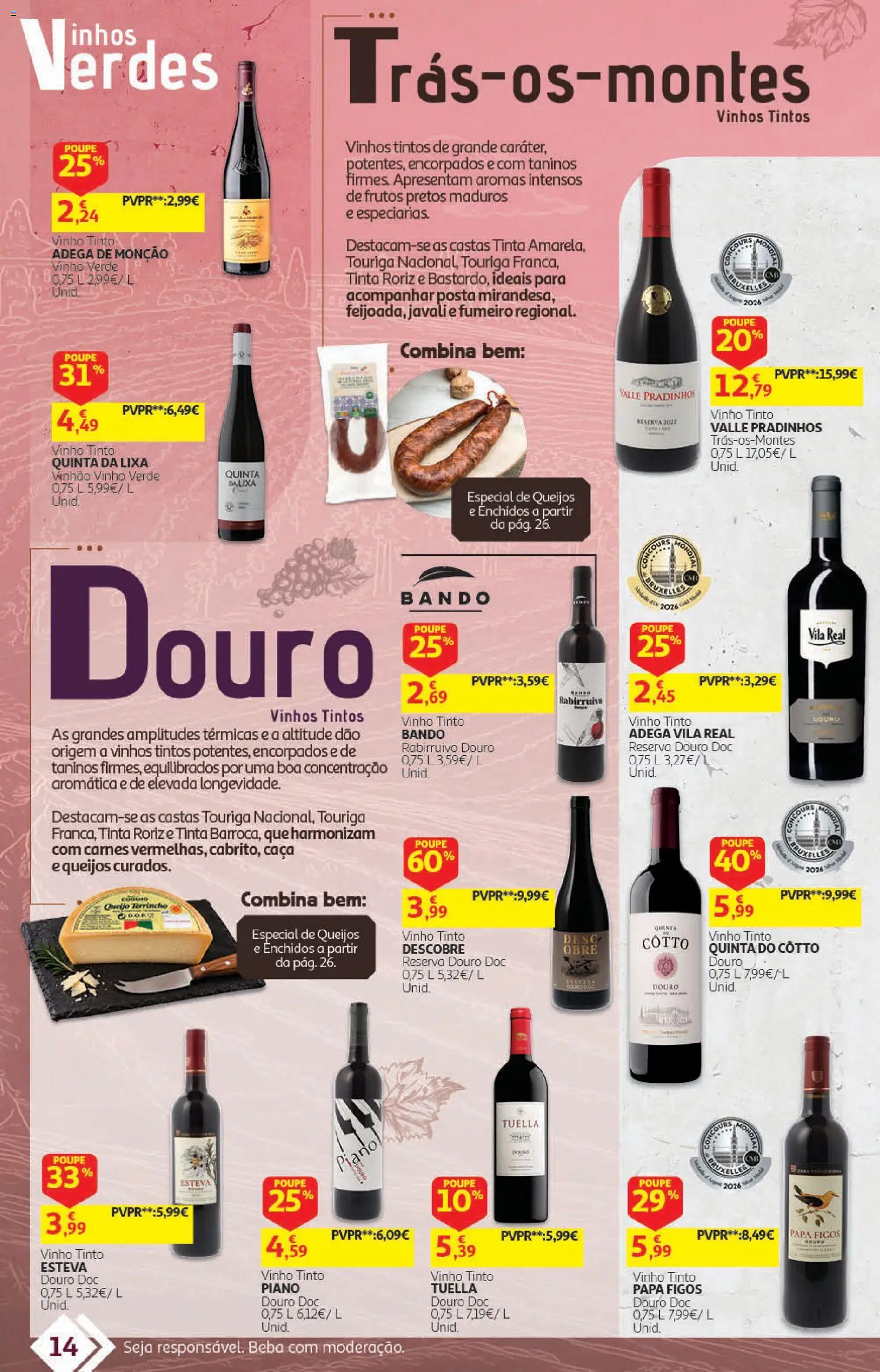 Auchan folheto - Vinhos │ válido de 22/09/2026 | Página: 14 | Produtos: Tinta, Papa, Queijo, Vinho tinto