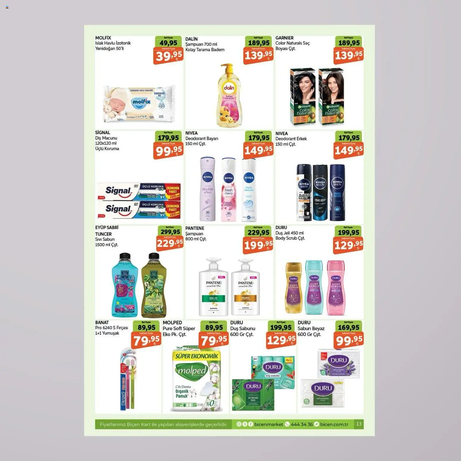 Biçen Market Katalog - 15.05.2026 tarihinden itibaren geçerlidir | Sayfa: 13 | Ürünler: Duş, Şampuan, Duş jeli, Deodorant