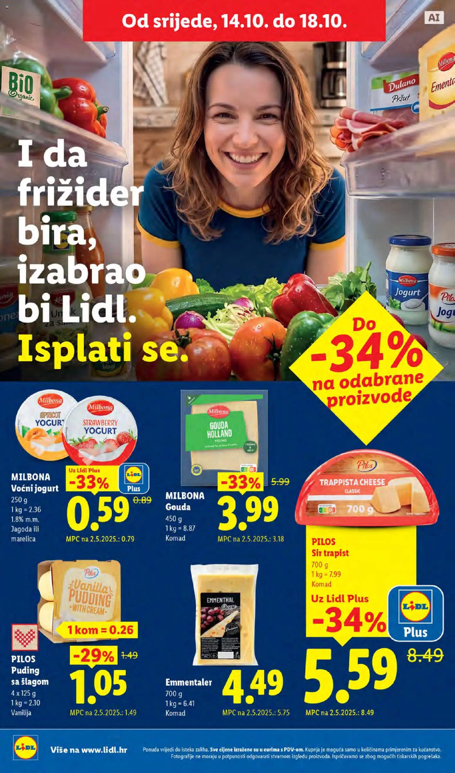 Lidl katalog | vrijedi od 12.10.2026 | Stranica: 54 | Proizvodi: Sir, Trapist, Voćni jogurt, Gouda