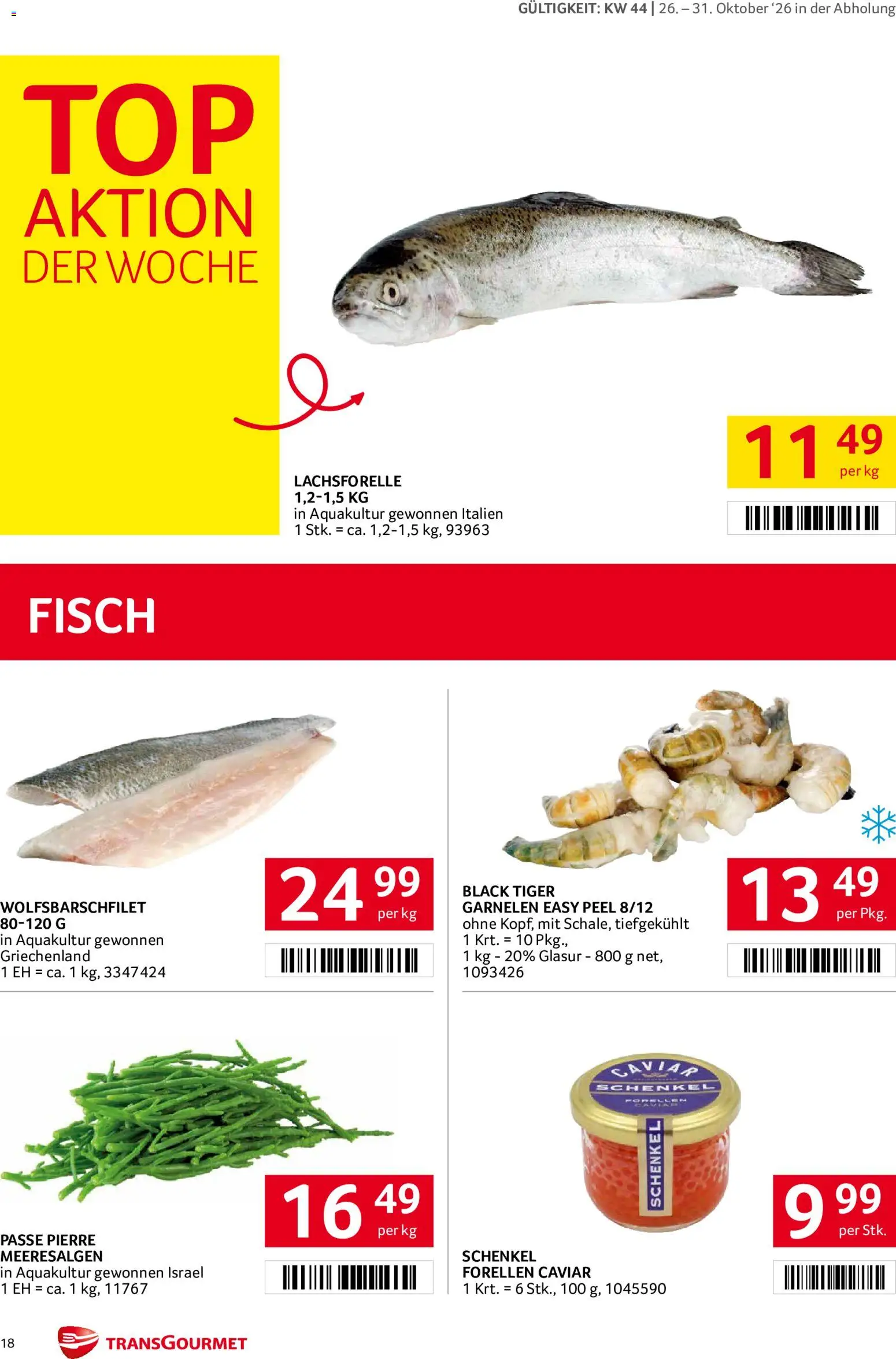 Transgourmet Abhol Aktion gültig ab 26.10.2026 | Seite: 18 | Produkte: Fisch