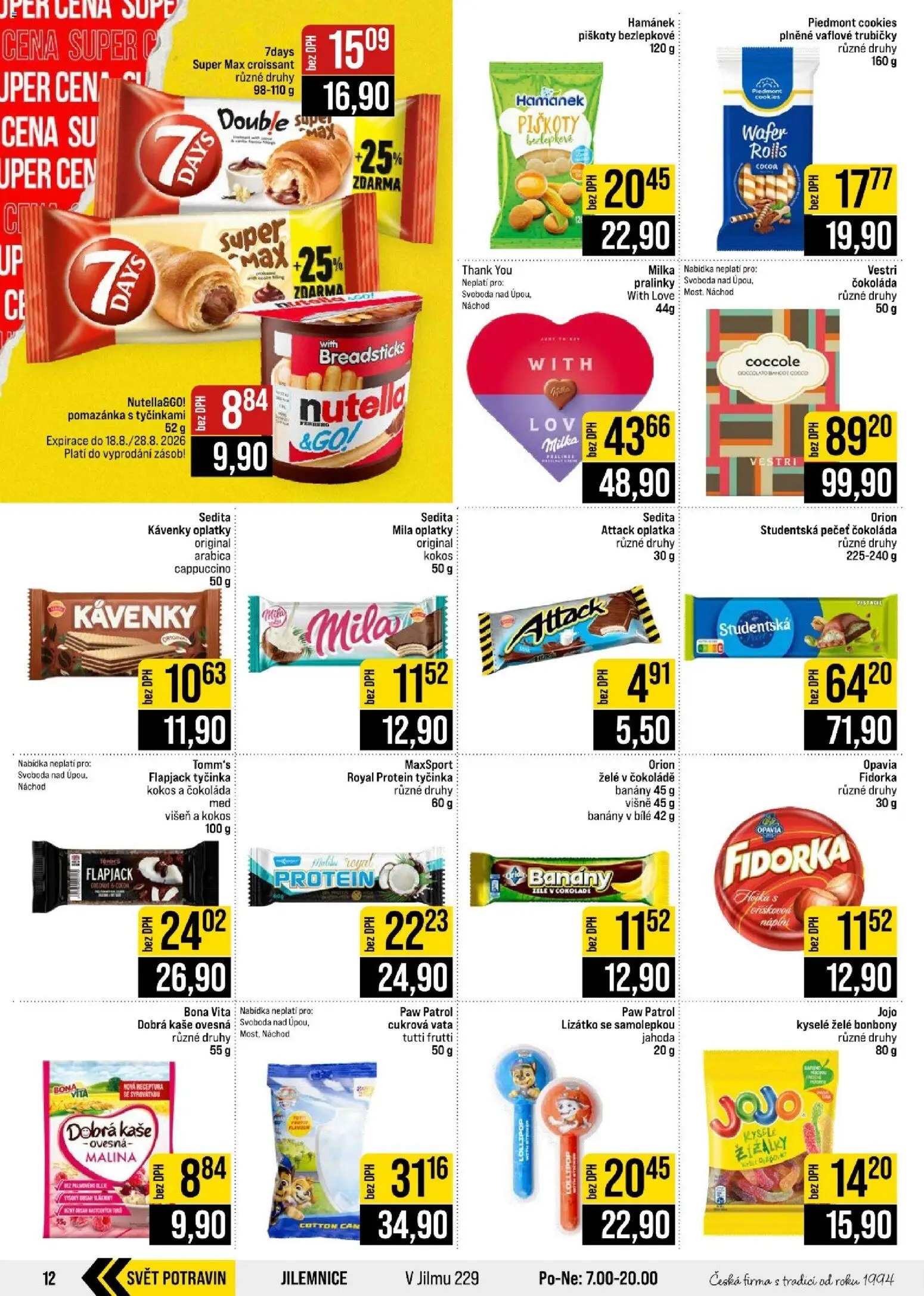 Jip leták - Cash & Carry od 12.08.2026 | Strana: 12 | Produkty: Mila, Želé bonbóny, Protein, Oplatky
