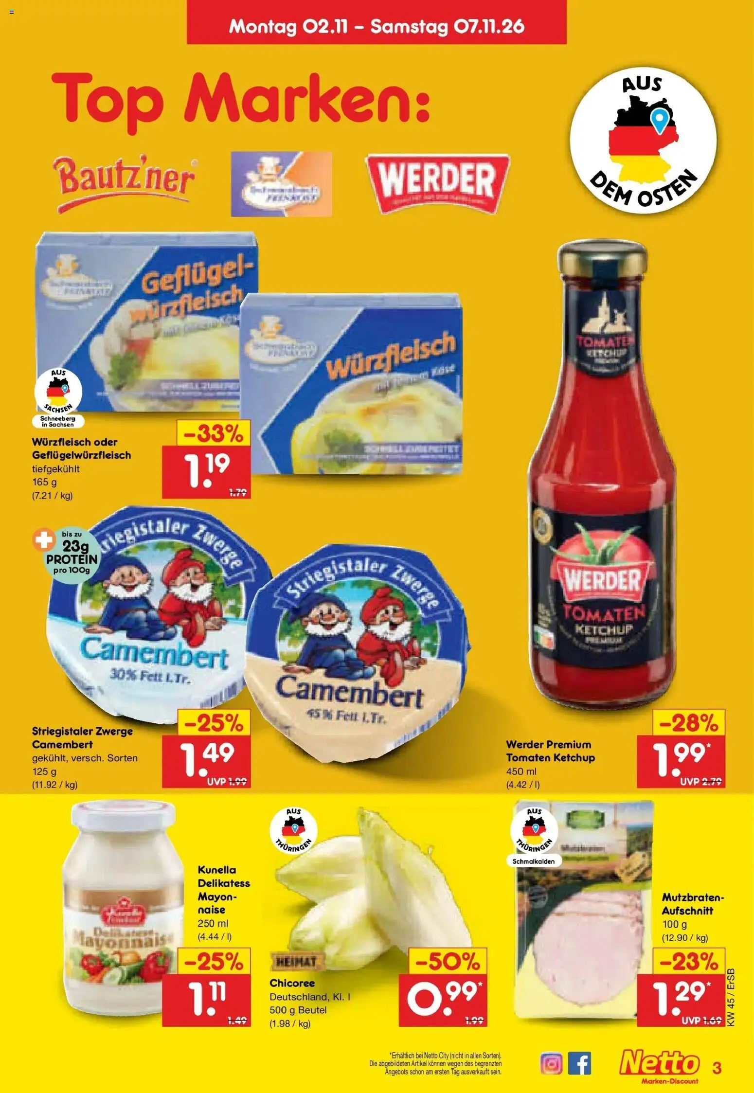 Netto Marken-Discount Prospekt Naumburg – gültig ab 02.11.2026 | Seite: 3 | Produkte: Top, Tomaten, Camembert, Ketchup