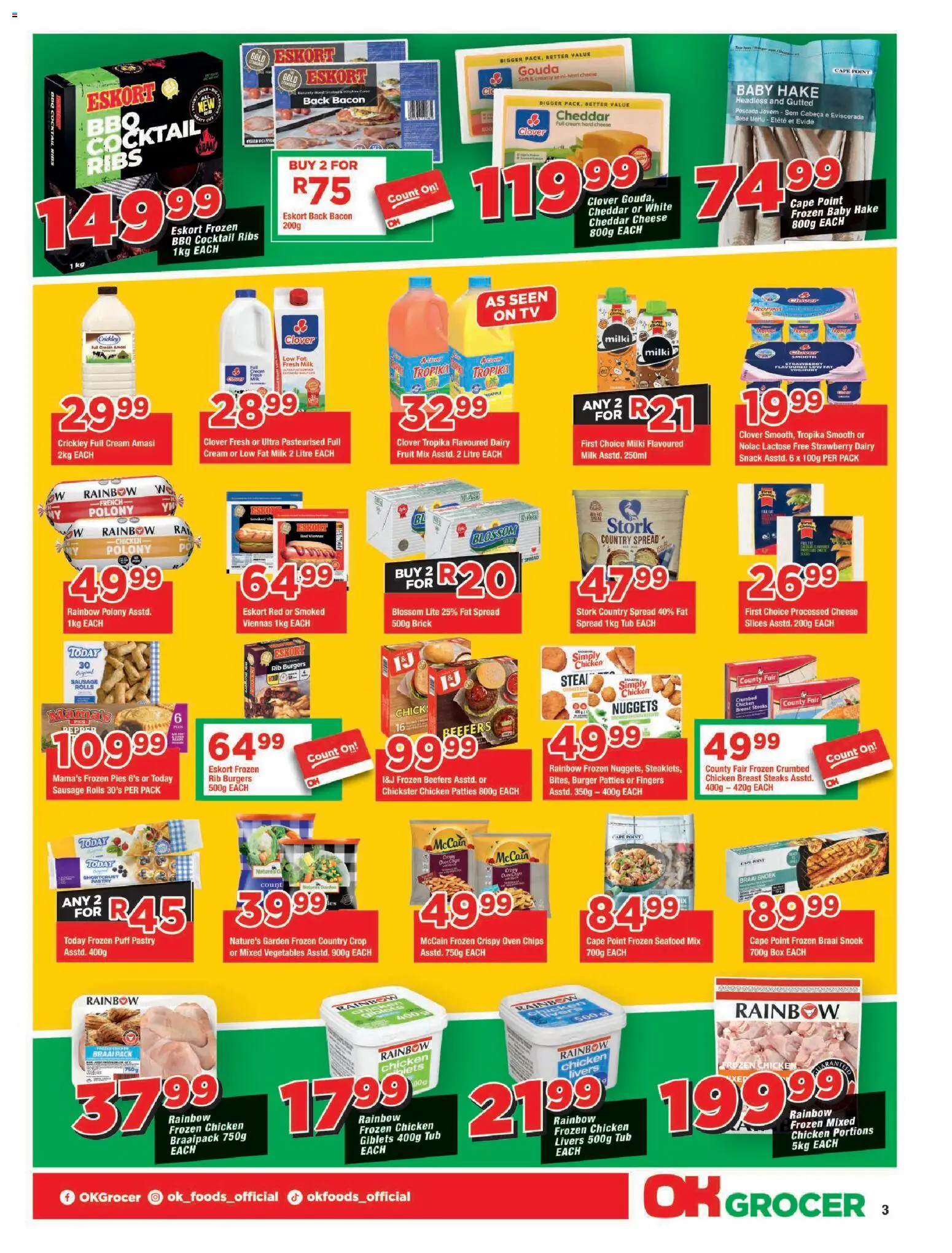 New OK Foods catalogue – valid from 23/09/2026 | Page: 3 | Products: Spread, TV, Milk, Seafood