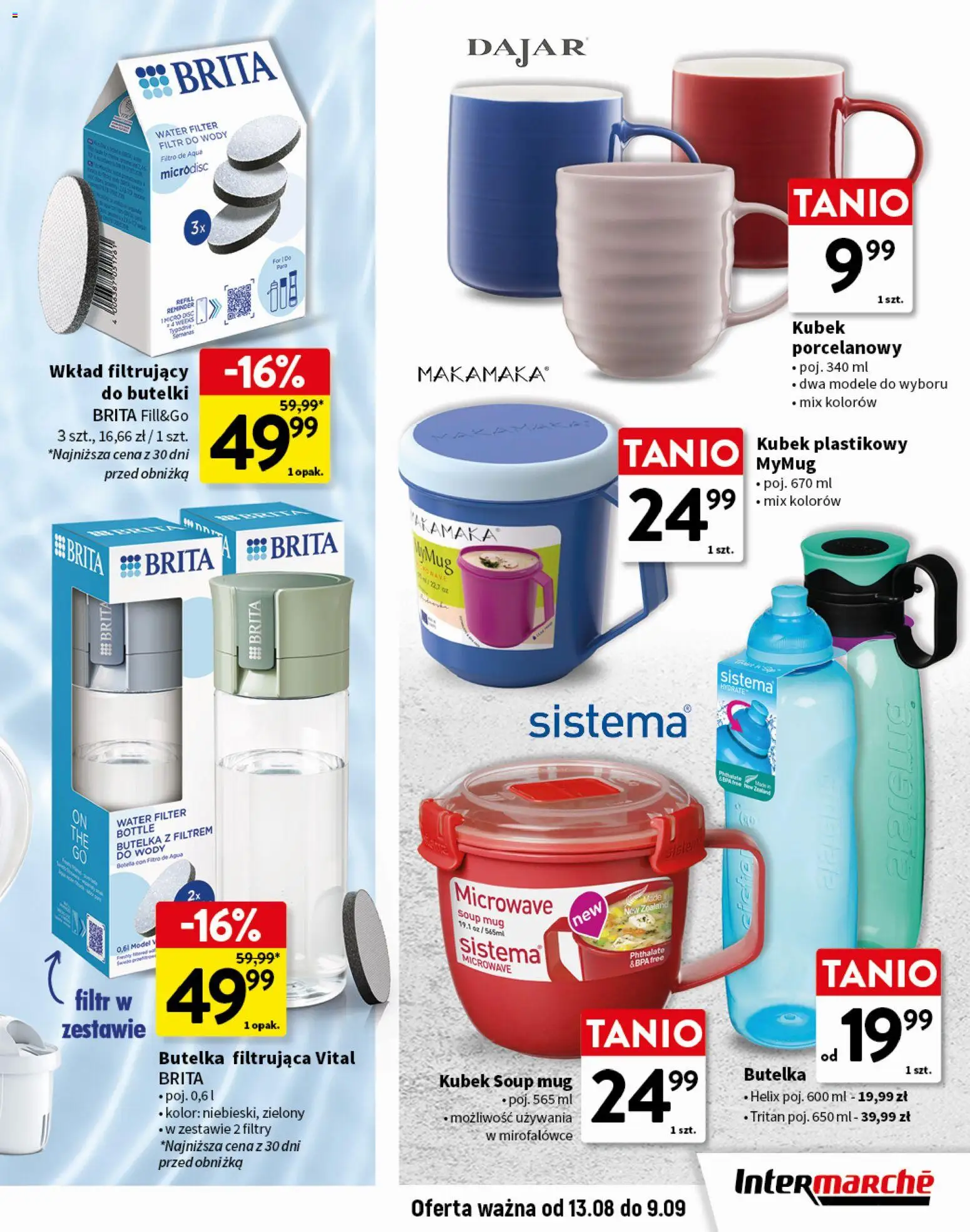 Intermarche gazetka - Gotowi na szkołę od 13.08.2026 | Strona: 15 | Produkty: Filtr do wody, Helix, Butelka z filtrem, Butelka filtrująca