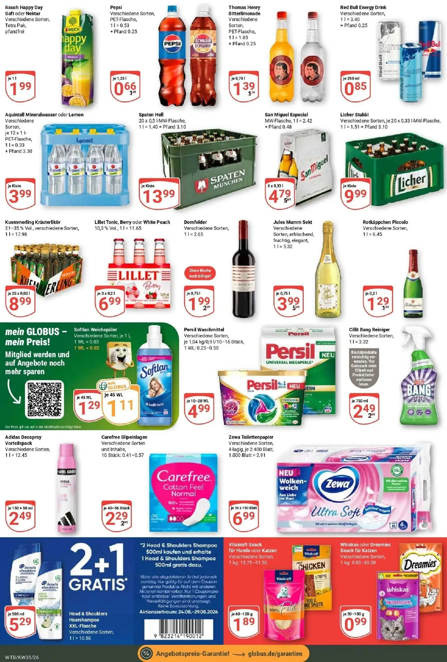Globus Prospekt Wächtersbach – gültig ab 24.08.2026 | Seite: 7 | Produkte: Shampoo, Jules mumm, Weichspüler, Saft