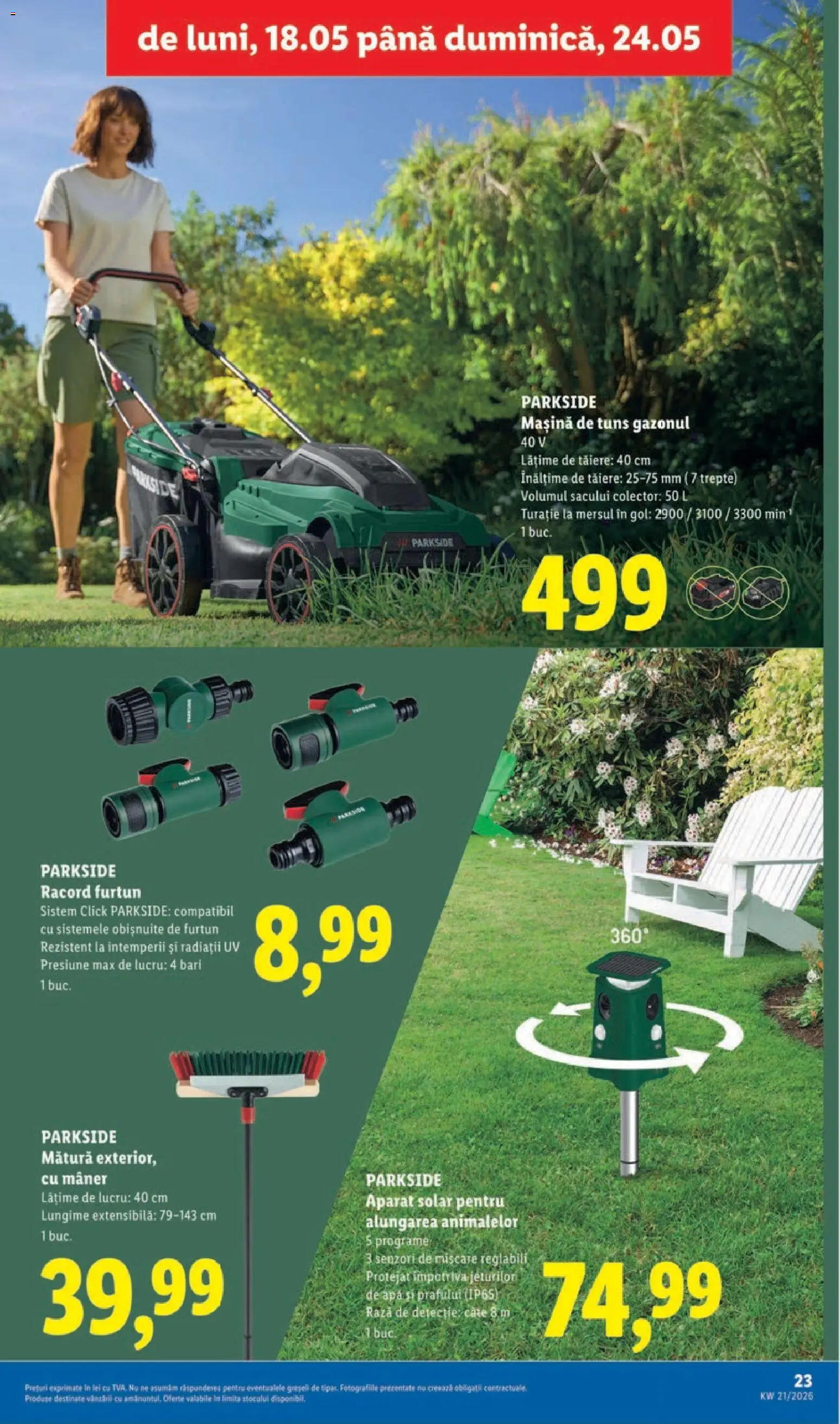 Noul catalog Lidl – valabil de la 18.05.2026 | Pagină: 23 | Produse: Mătură, Mâner, Apă, Mașină de tuns