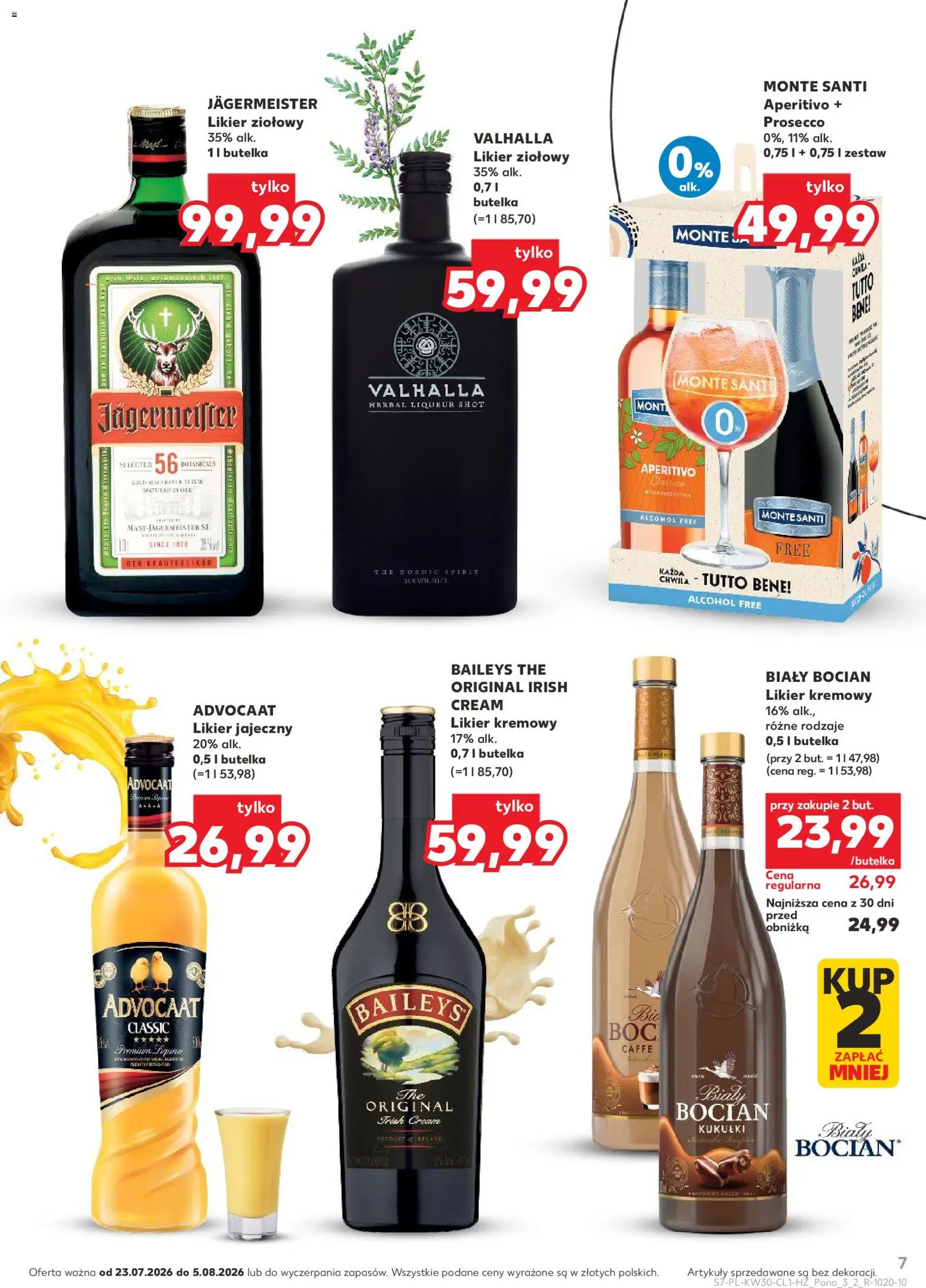 Kaufland Polsko leták - Barek od 23.07.2026 | Strana: 7 | Produkty: Jägermeister, Prosecco, Aperitivo, Baileys