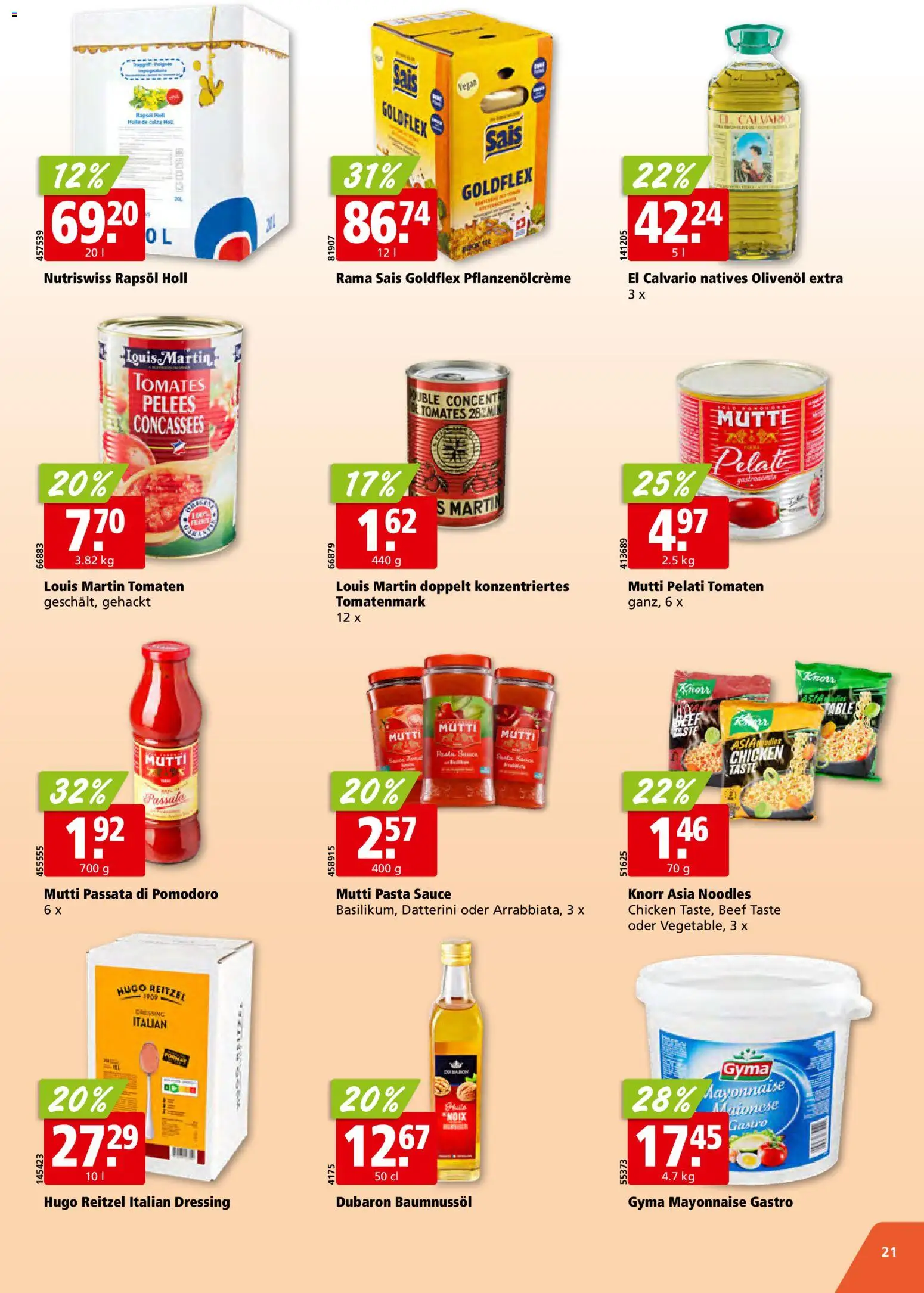 Aligro aktionen – gültig ab 02.11.2026 | Seite: 21 | Produkte: Rapsöl, Dressing, Tomaten, Mayonnaise