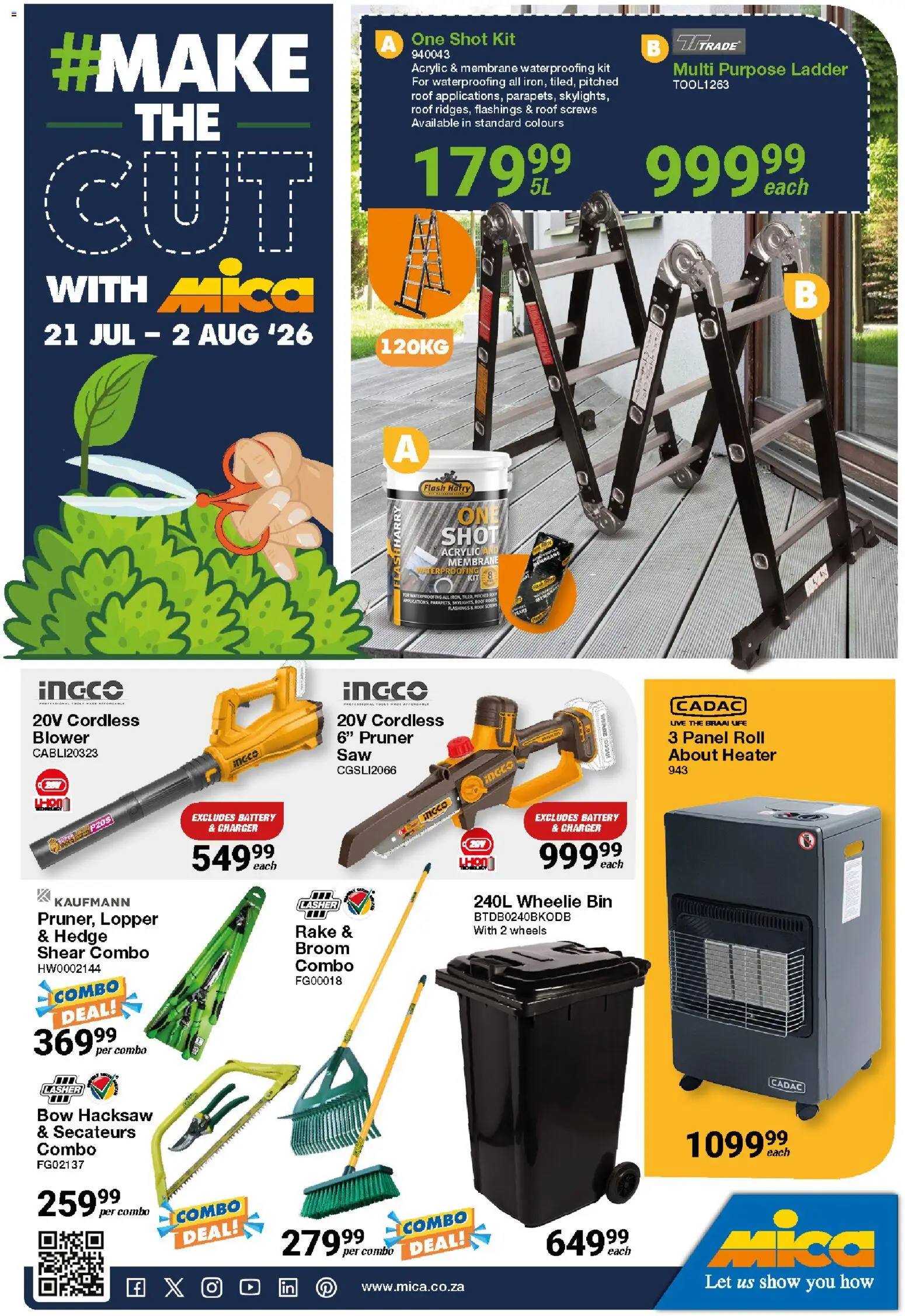 New MICA catalogue – valid from 21/07/2026 | Page: 1 | Products: Charger, Broom, Heater, Peach