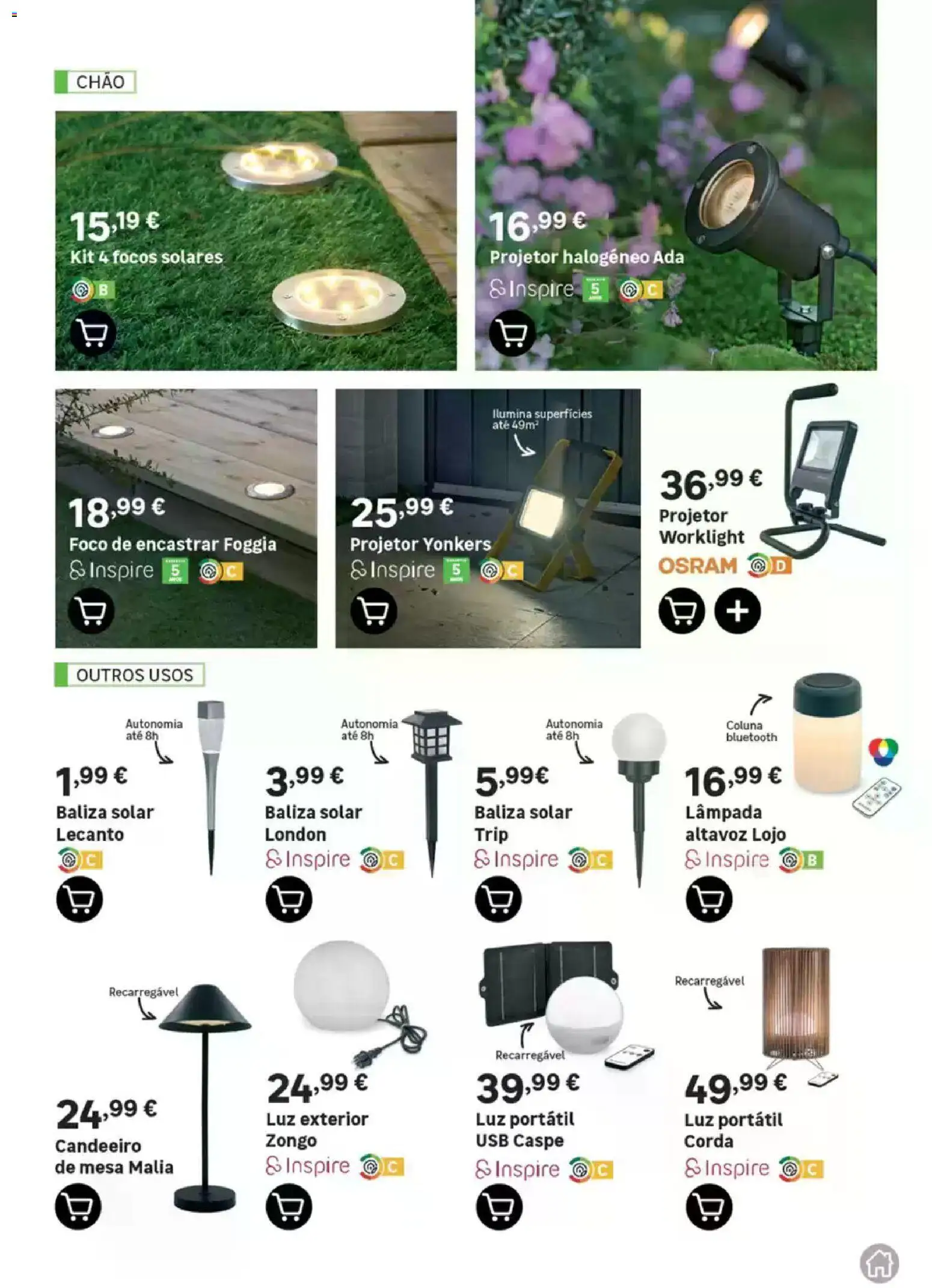 Leroy Merlin Catálogo Jardim │ válido de 12.03.2026 | Página: 57 | Produtos: Candeeiro, USB, Corda, Mesa