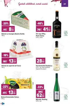 Ofertele Carrefour valabile de la 07.10.2026 | Pagină: 27 | Produse: Vin rosu, Delaco, Brânză cu mucegai, Sauvignon