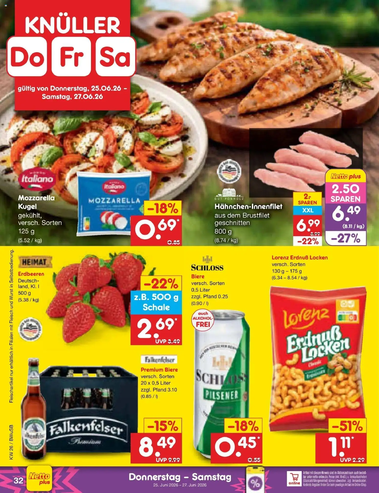 Netto Marken-Discount Prospekt Stemwede-Dielingen – gültig ab 21.06.2026 | Seite: 44 | Produkte: Mozzarella, Wurst, Erdbeeren, Fleisch
