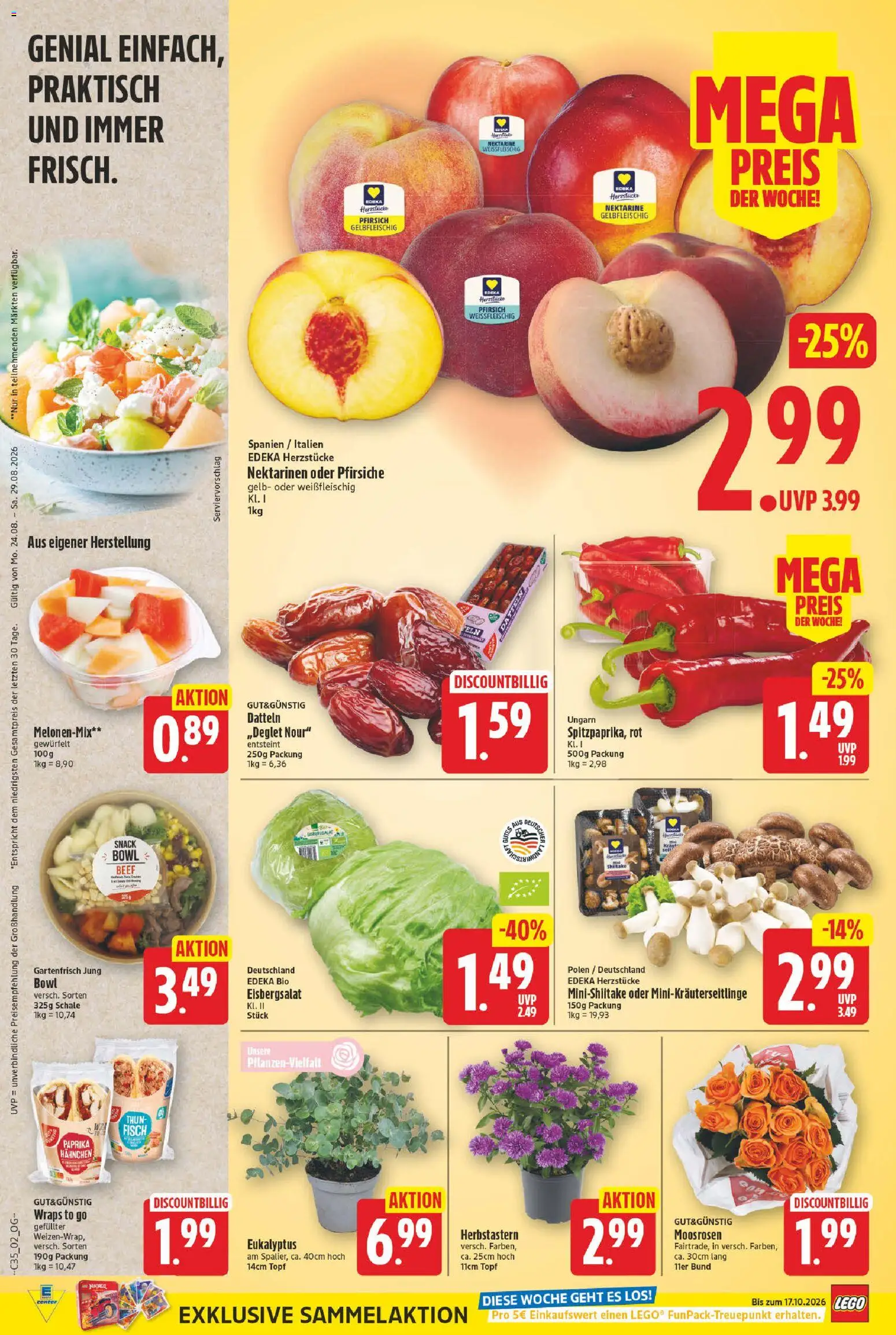 E center Prospekt – gültig ab 24.08.2026 | Seite: 2 | Produkte: Hahnchen, Eisbergsalat, Fisch, Paprika