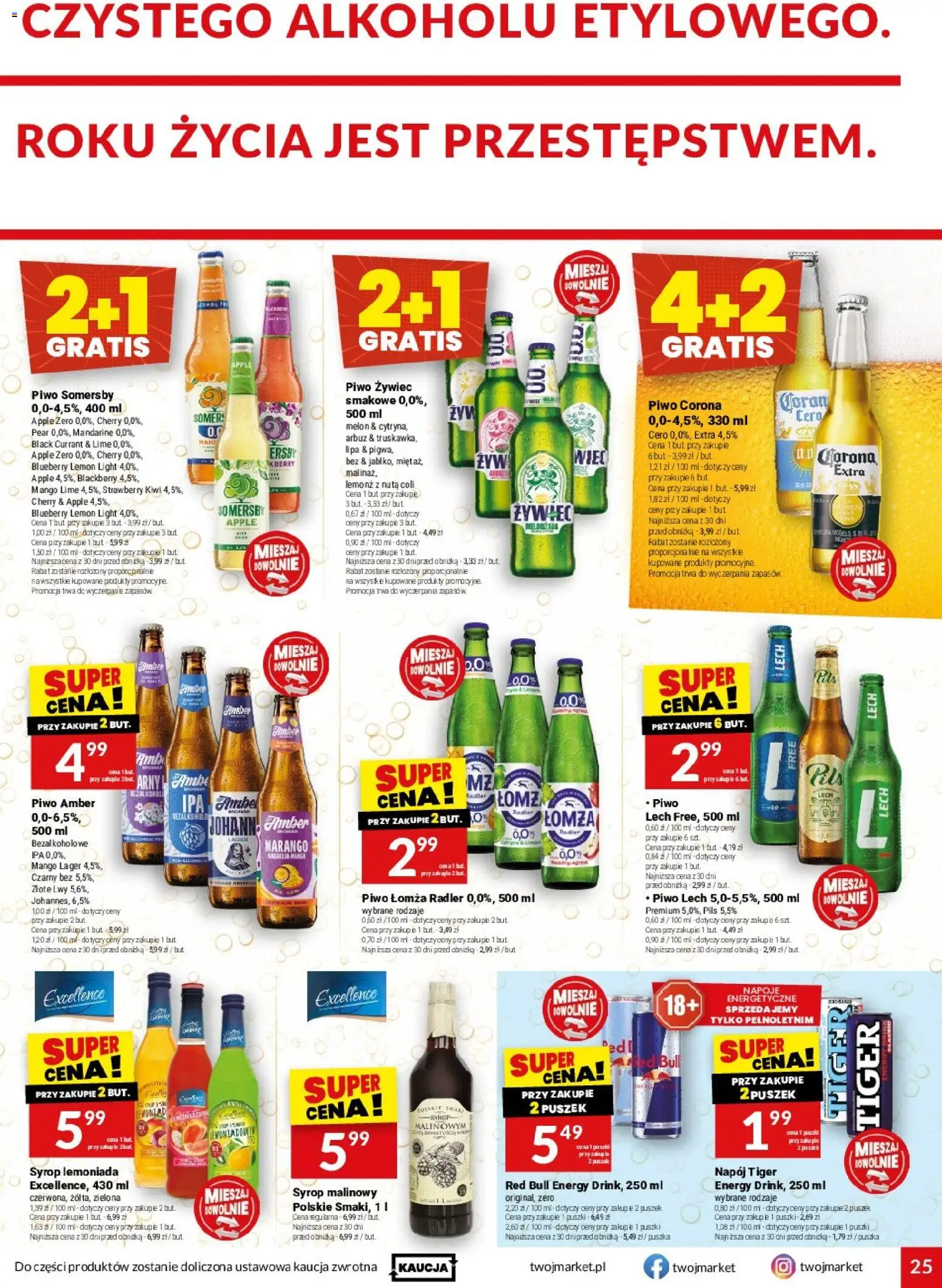 Twój Market gazetka od 16.09.2026 | Strona: 25 | Produkty: Red bull, Piwo Somersby, Napoje, Kiwi