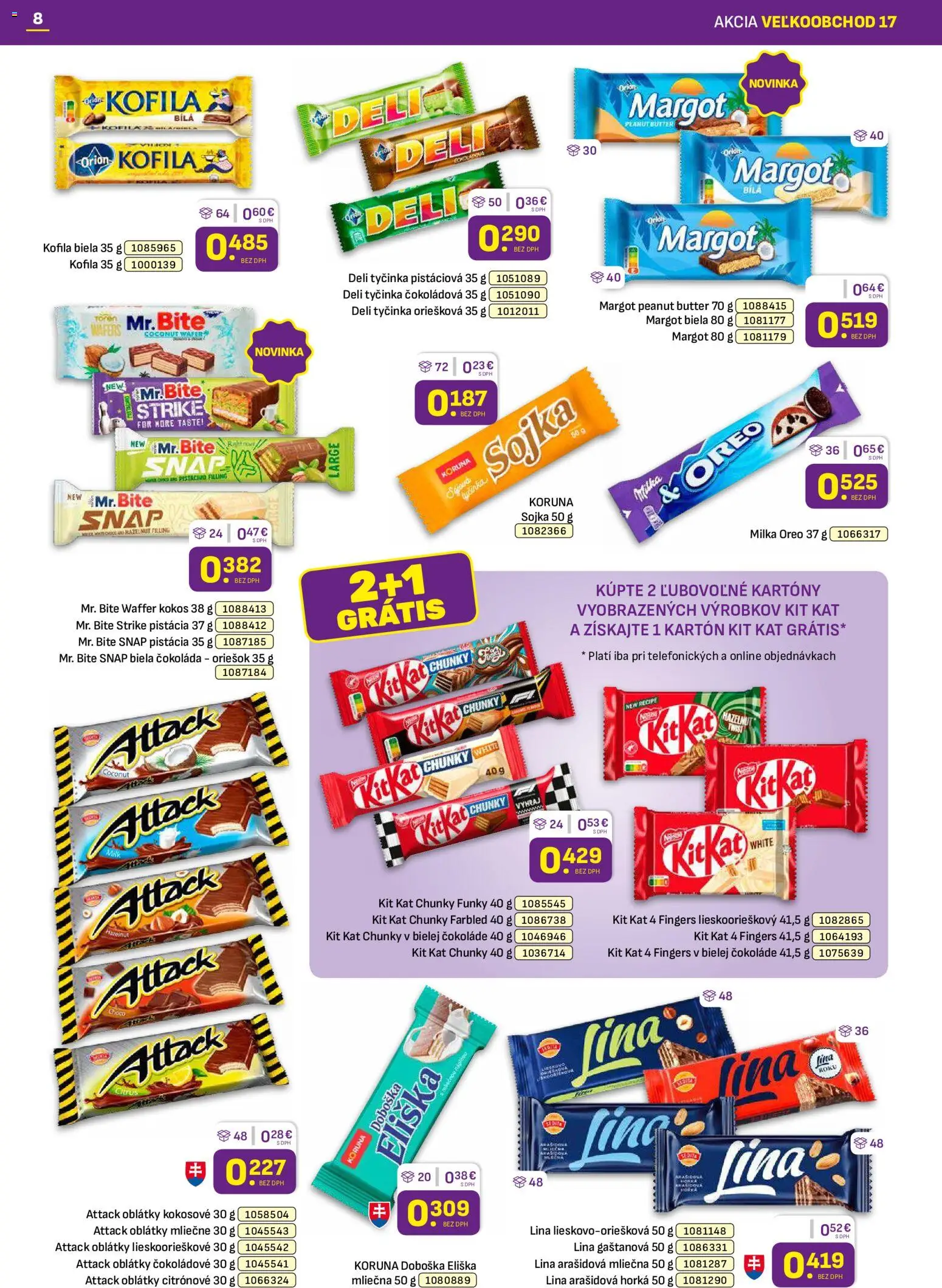 Nové Libex akcie – leták je platný od 24.08.2026 | Strana: 8 | Produkty: Kokos, Oblátky, Oreo, Milka