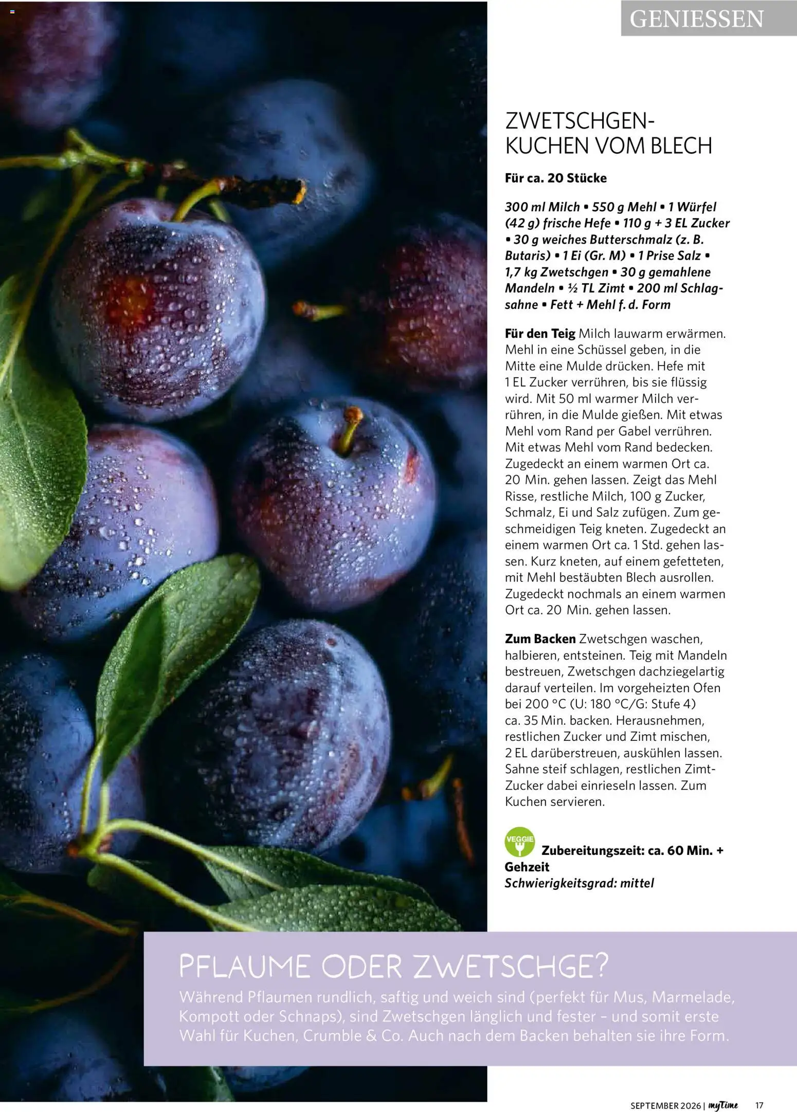 Combi myTime September 2026 – gültig ab 01.09.2026 | Seite: 17 | Produkte: Butterschmalz, Pflaumen, Mandeln, Kuchen
