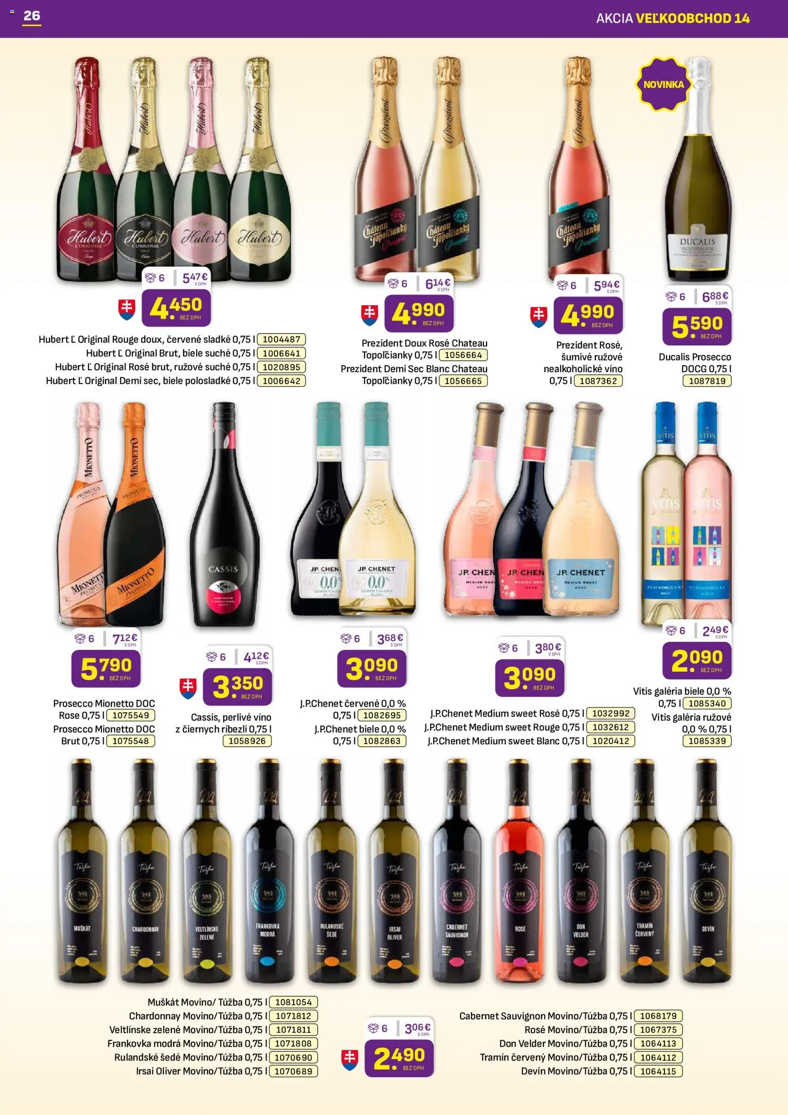 Nové Libex akcie – leták je platný od 13.07.2026 | Strana: 26 | Produkty: Víno, Prosecco, Perlivé víno, Nealkoholické víno
