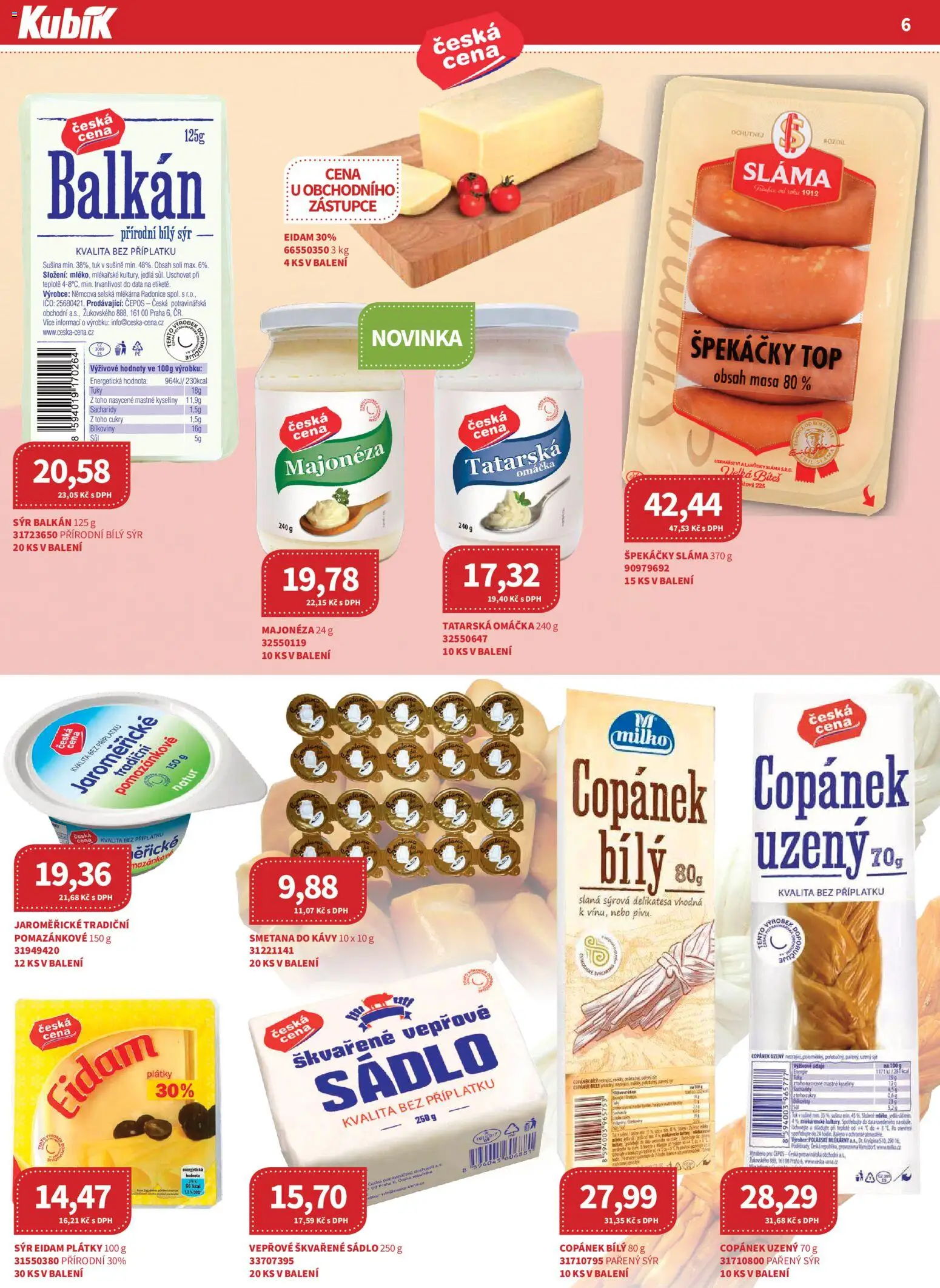 Kubík leták - Velkoobchod 09/2026 od 01.09.2026 | Strana: 6 | Produkty: Sýr, Tofu, Smetana do kávy, Tatarská omáčka