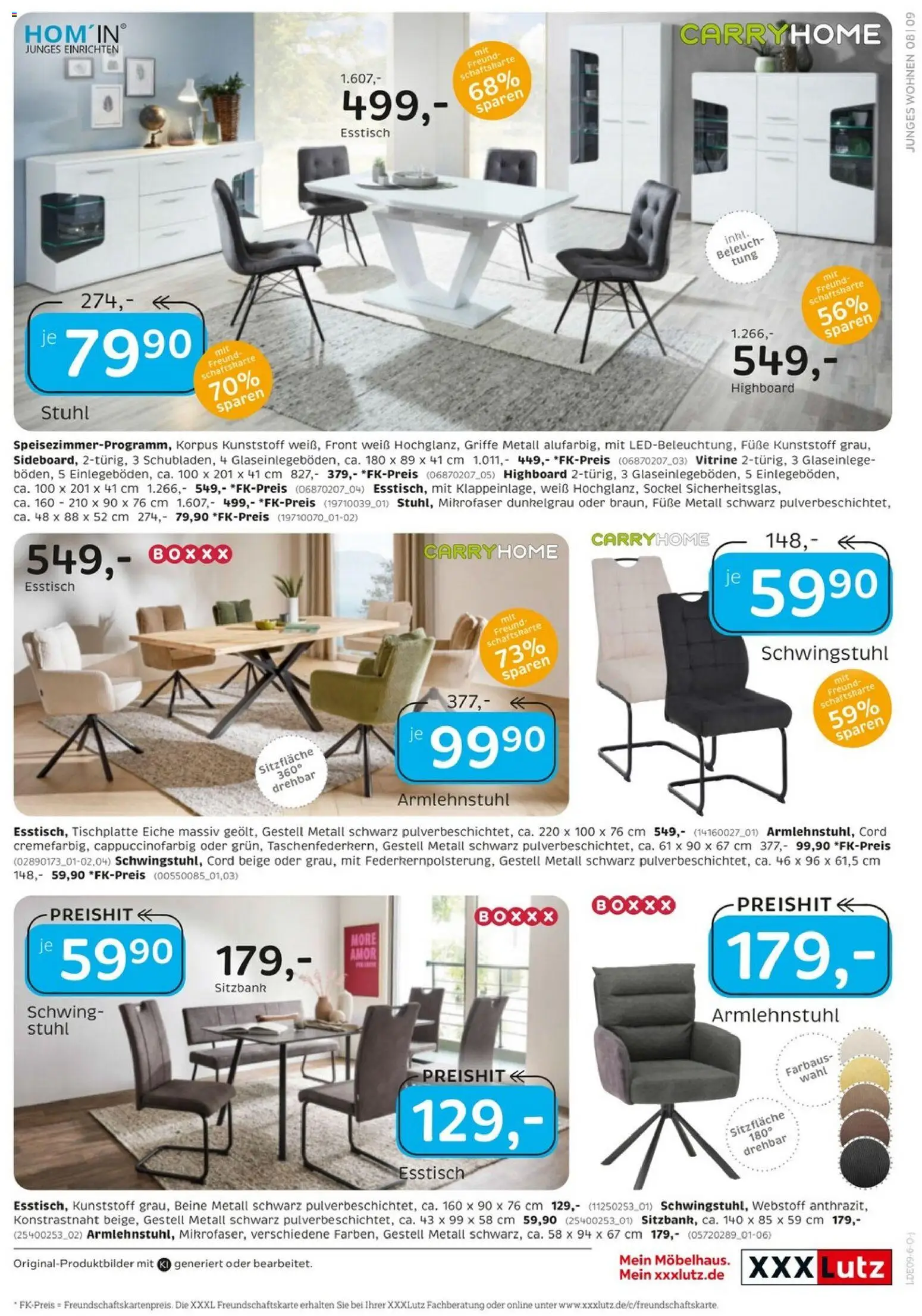 XXXLutz Junges Wohnen – gültig ab 29.08.2026 | Seite: 9 | Produkte: HIghboard, Sitzbank, Vitrine, Stuhl