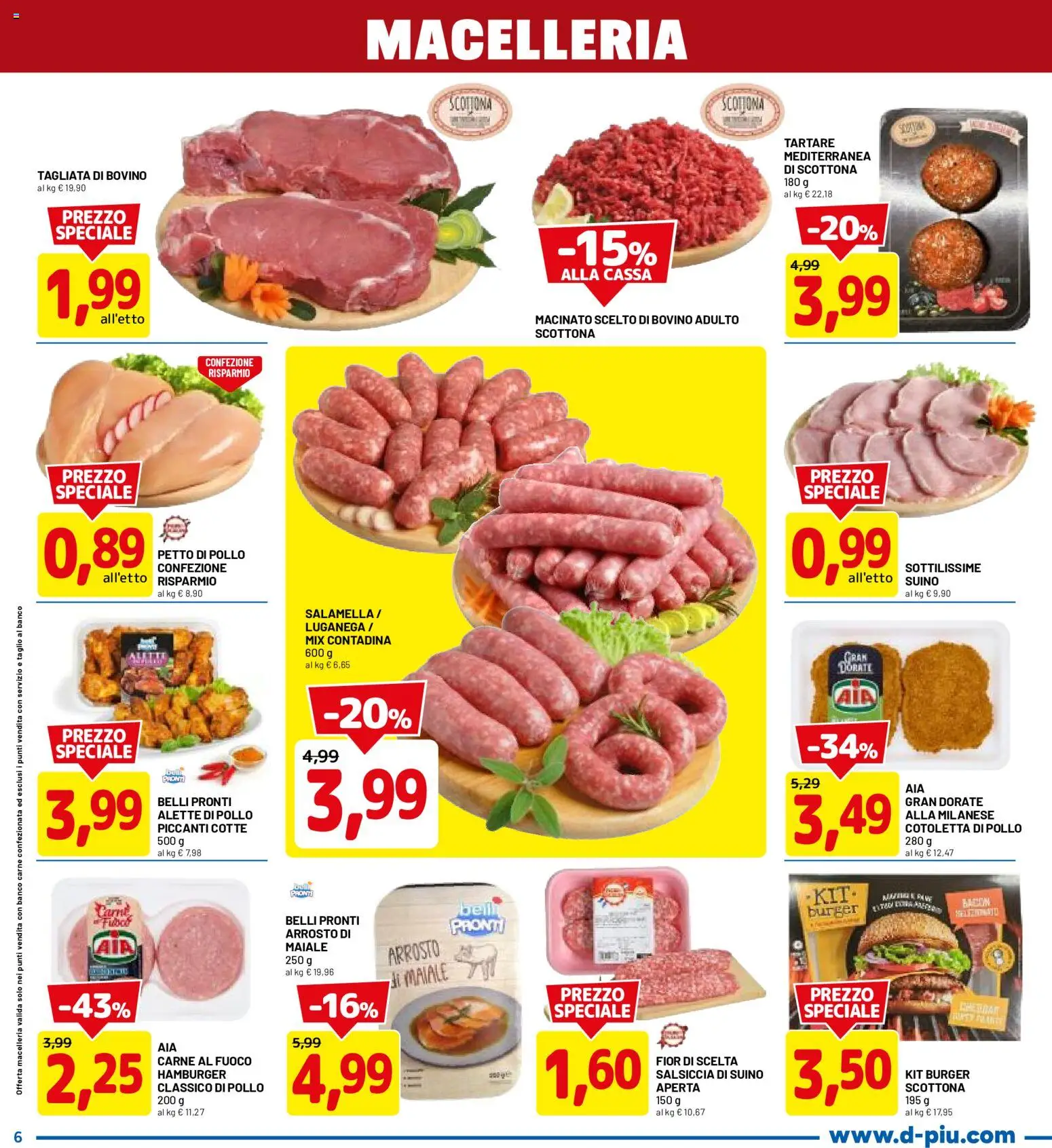 Volantino D Più del 30.04.2026 | Pagina: 6 | Prodotti: Bovino, Salamella, Salsiccia, Hamburger