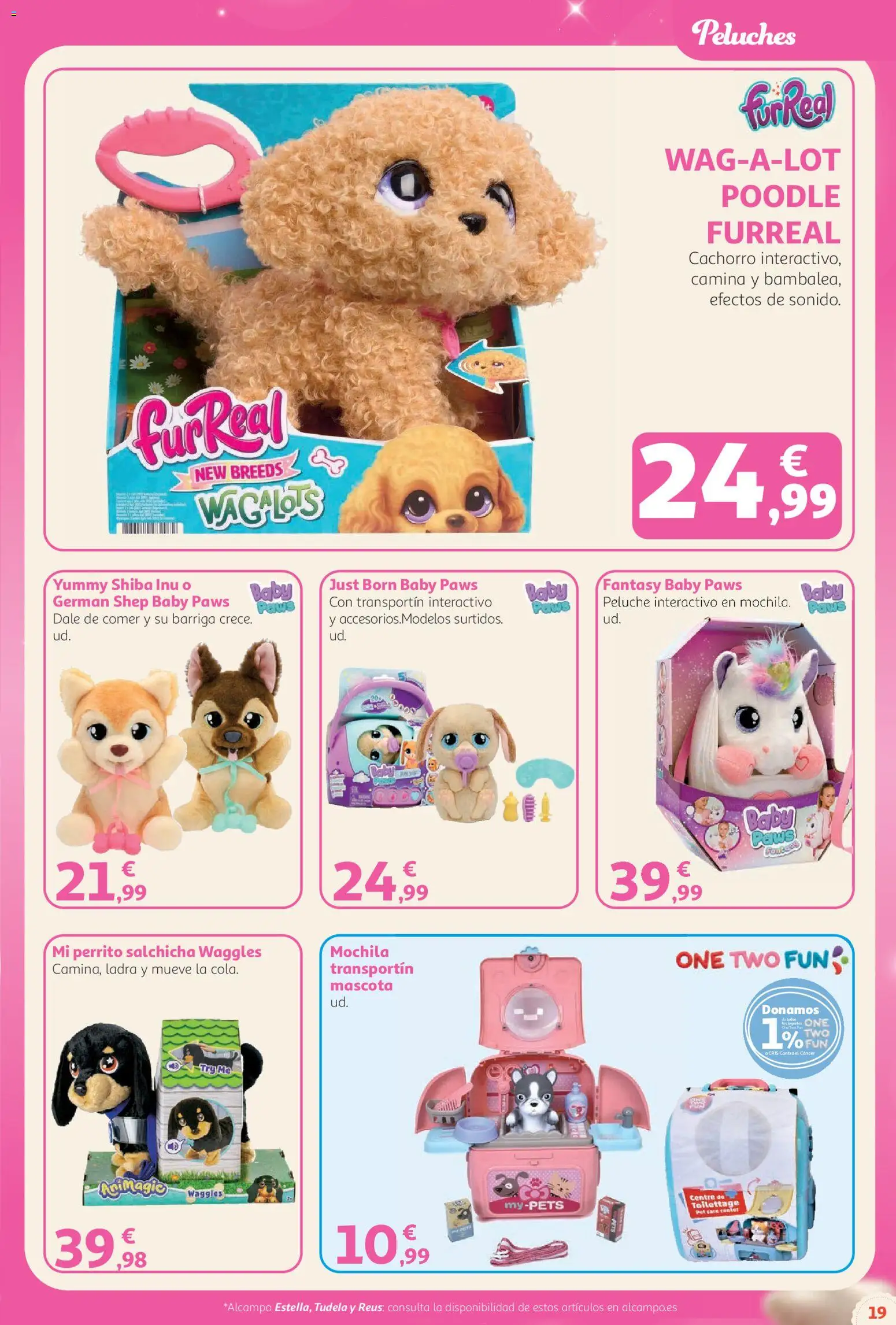 Alcampo Catálogo Juguetes Superstore │ válido desde el 03/11/2026 | Página: 19 | Productos: Salchicha, Mochila, Peluches