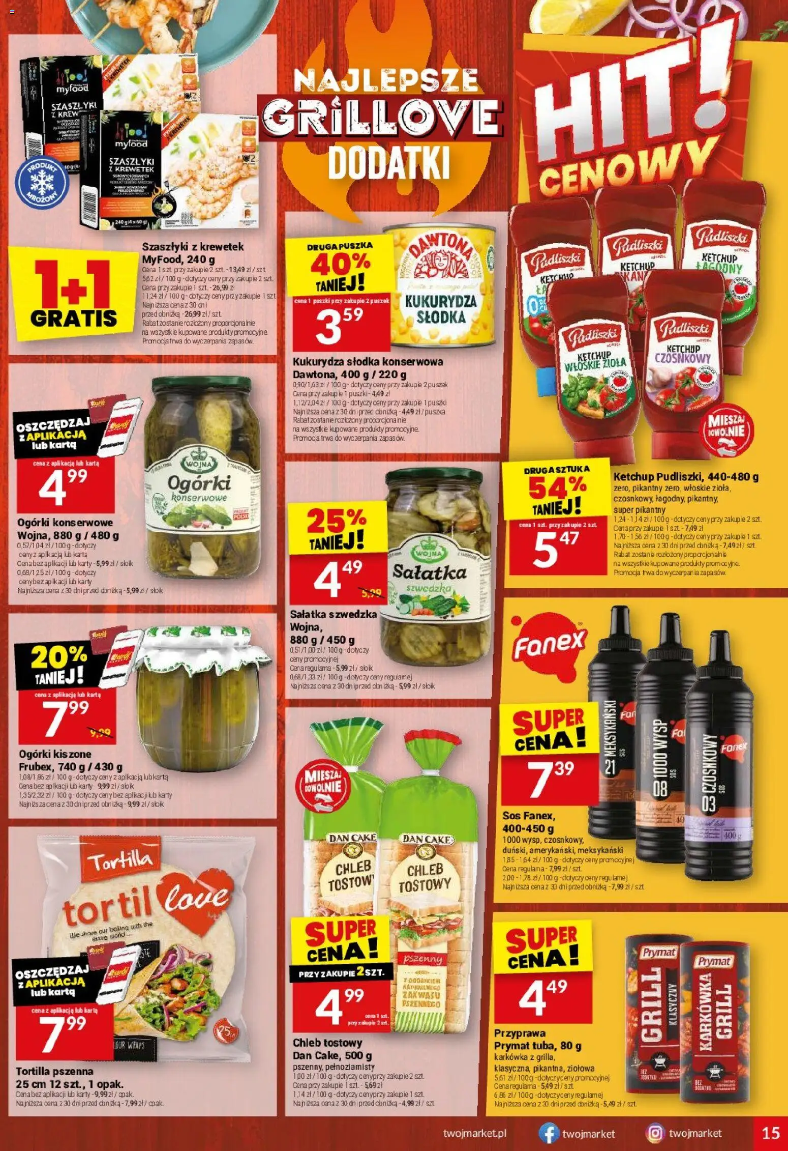 Twój Market gazetka od 10.06.2026 | Strona: 15 | Produkty: Karta, Sałatka, Sos, Ogórki konserwowe