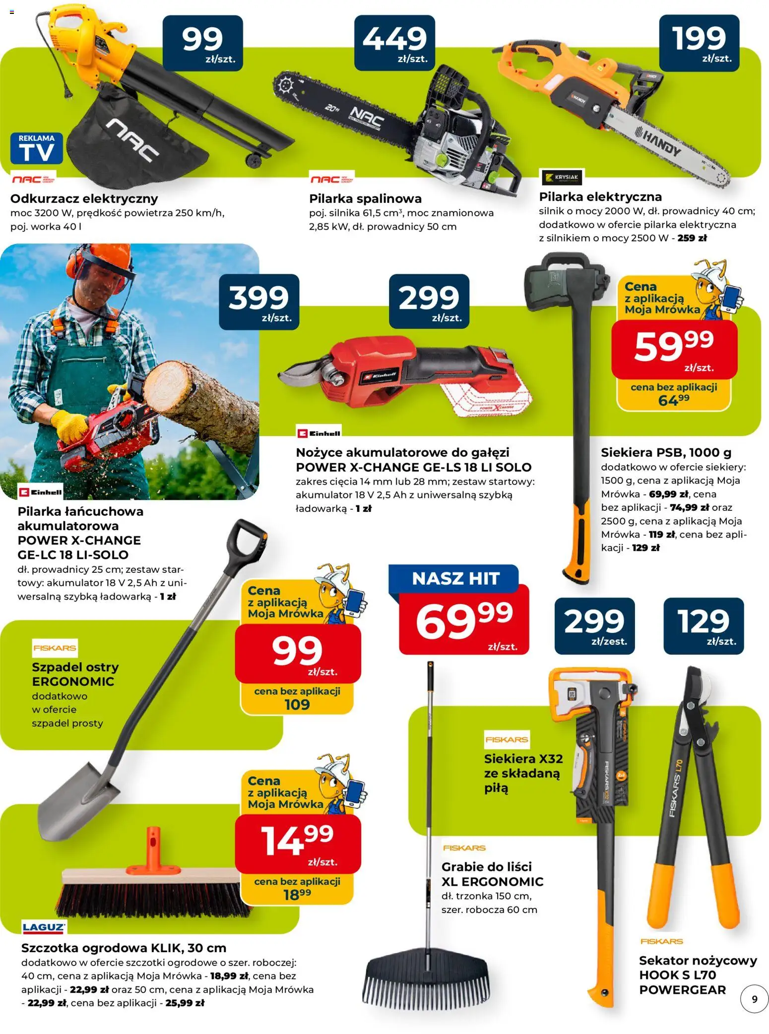 Mrówka gazetka - Malbork od 08.10.2026 | Strona: 9 | Produkty: Ładowarka, Sekator, Szczotka, Siekiera