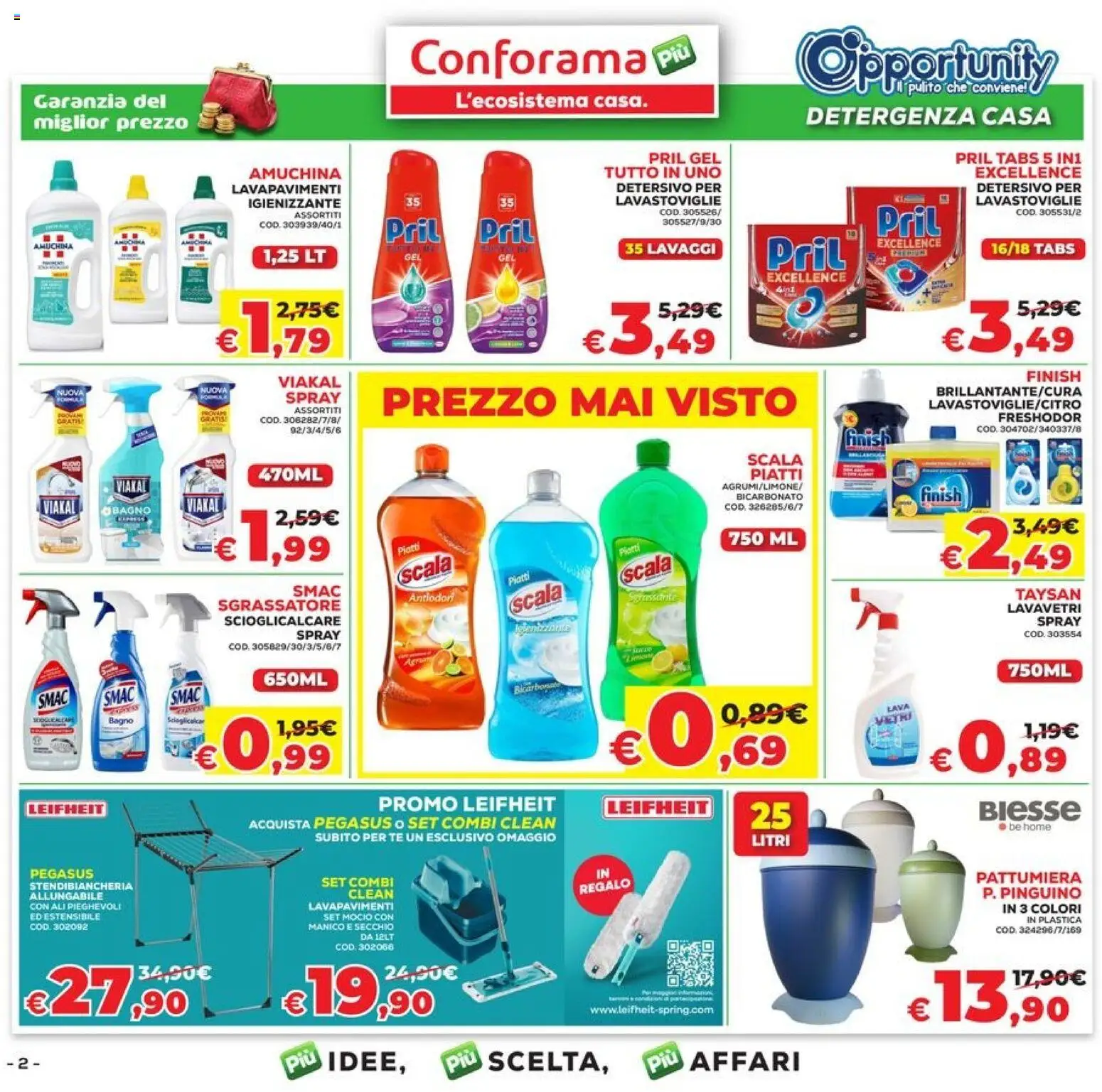 Volantino Conforama del 09.04.2026 | Pagina: 2 | Prodotti: Tè, Sgrassatore, Scala, Pattumiera