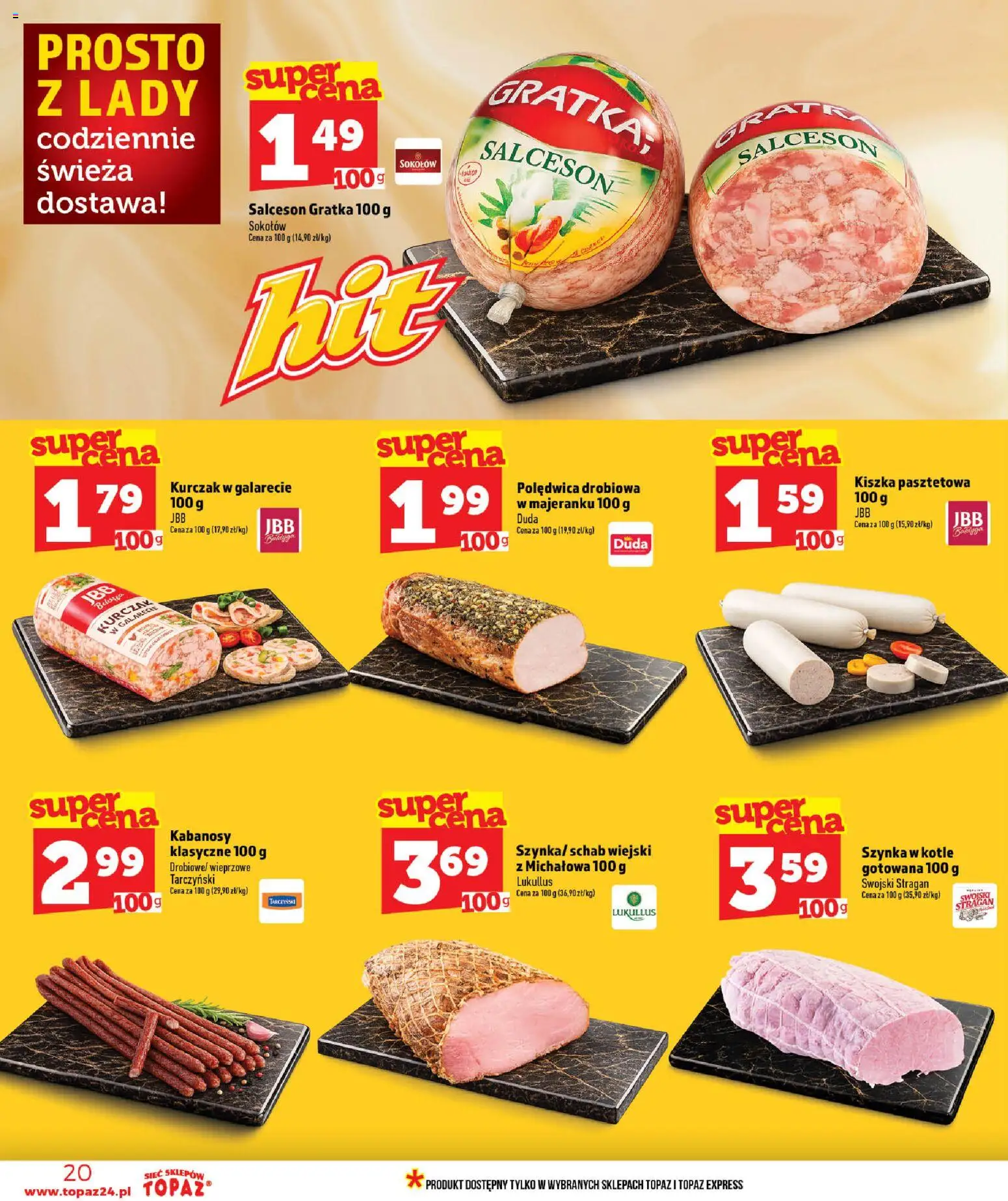Topaz gazetka - MAZ od 02.07.2026 | Strona: 20 | Produkty: Kurczak, Schab, Kabanosy, Szynka
