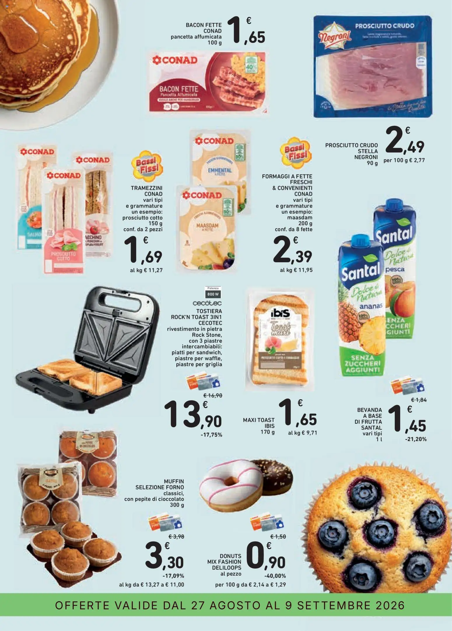 Volantino Conad del 27/08/2026 | Pagina: 19 | Prodotti: Prosciutto Cotto, Piatti, Tostiera, Pancetta