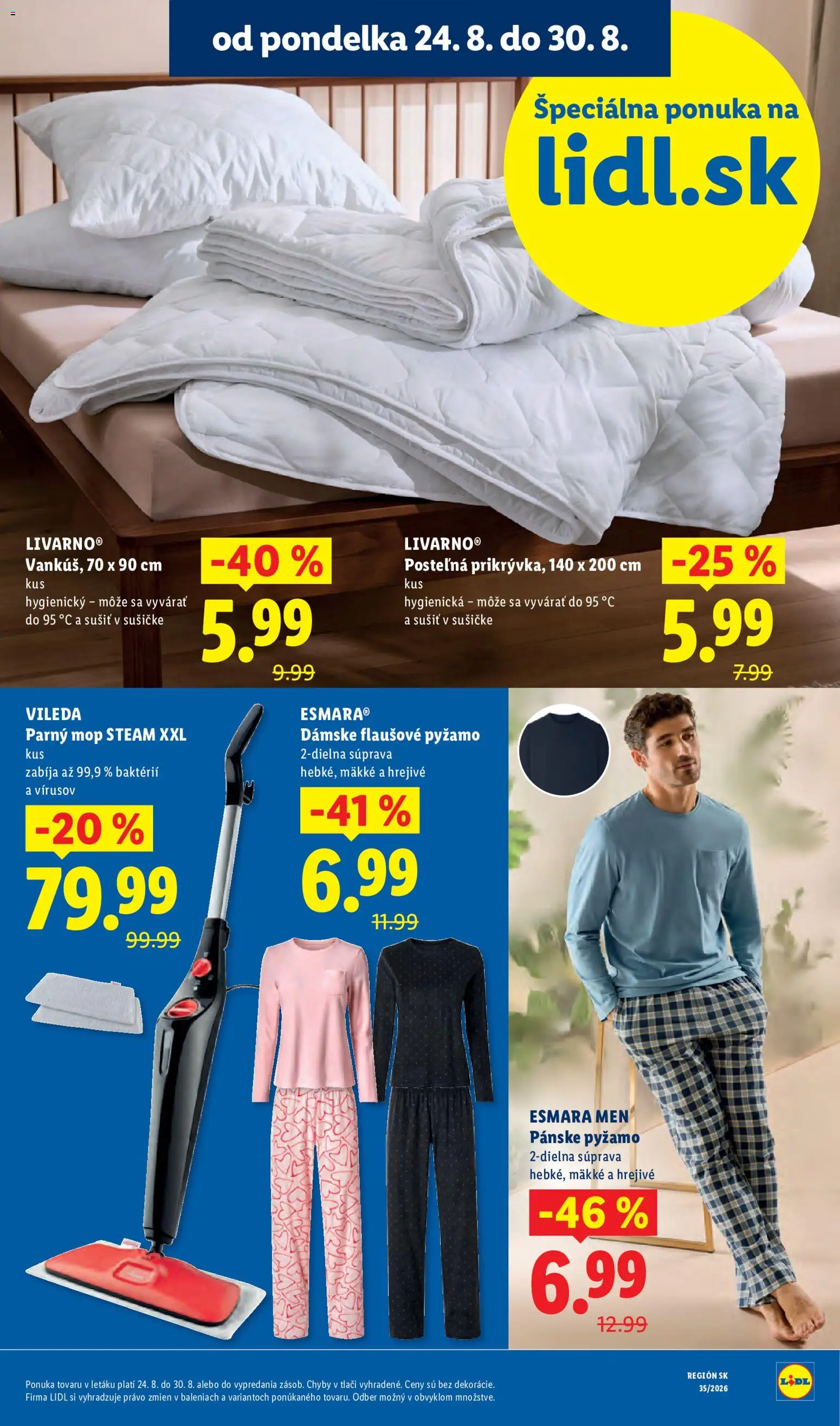 Nové Lidl akcie – leták je platný od 24.08.2026 | Strana: 7 | Produkty: Mop, Pyžamo