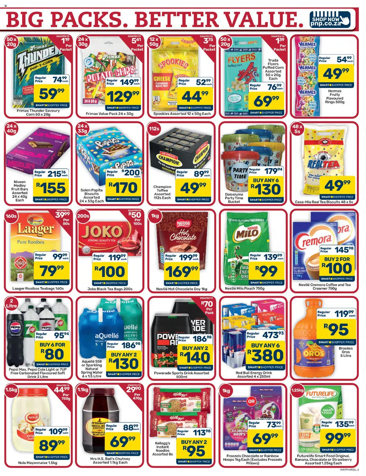 New Pick n Pay catalogue – valid from 13/07/2026 | Page: 3 | Products: Chutney, Squash, Biscuits, Water