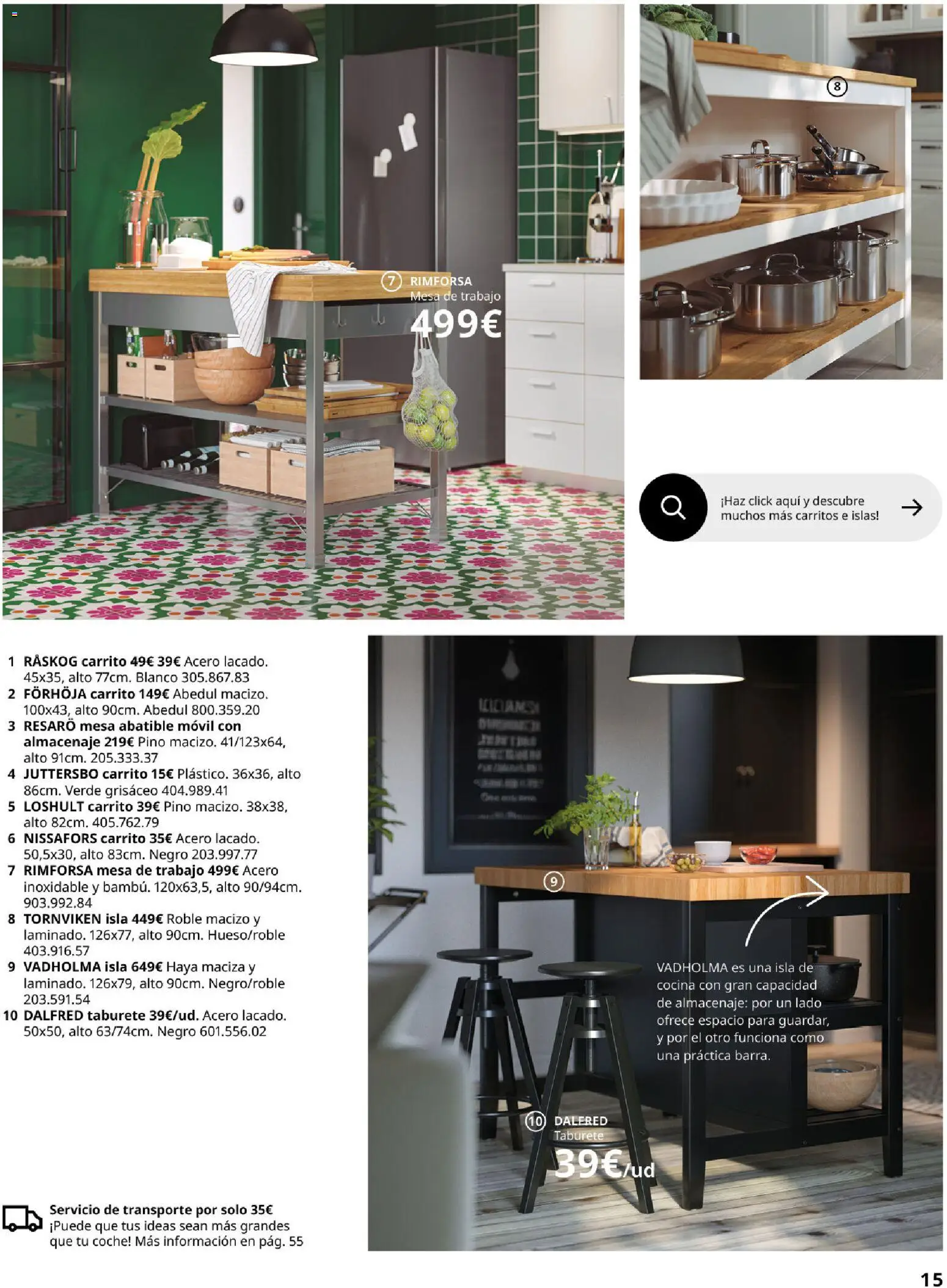 Catálogo IKEA Organización en el hogar │ válido desde el 15/01/2026 | Página: 15 | Productos: Taburete, Cocina, Almacenaje, Mesa